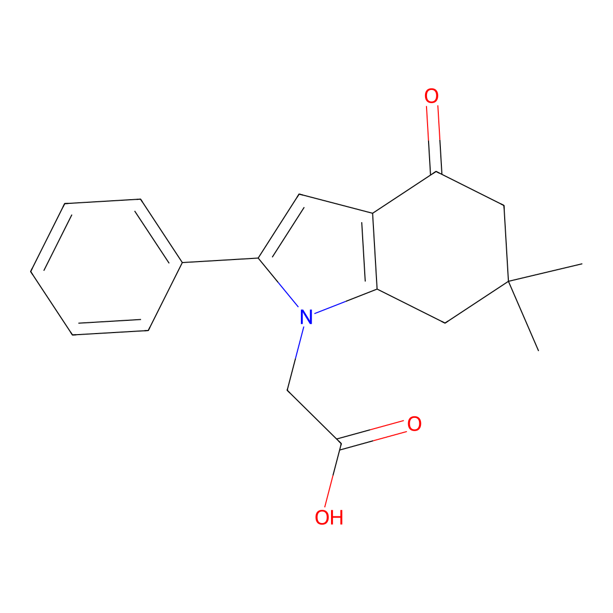 (6,6-Dimethyl-4-oxo-2-phenyl-4,5,6,7-tetrahydro-1H-indol-1-yl)acetic acid molecular structure, CAS 121626-22-0
