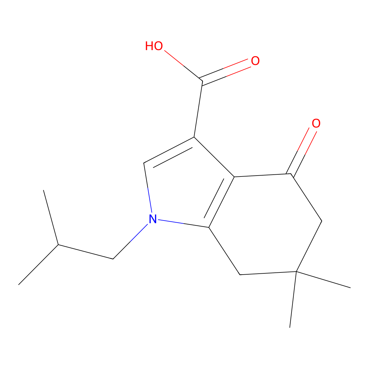 1-Isobutyl-6,6-dimethyl-4-oxo-4,5,6,7-tetrahydro-1H-indole-3-carboxylic acid molecular structure, CAS 121626-34-4