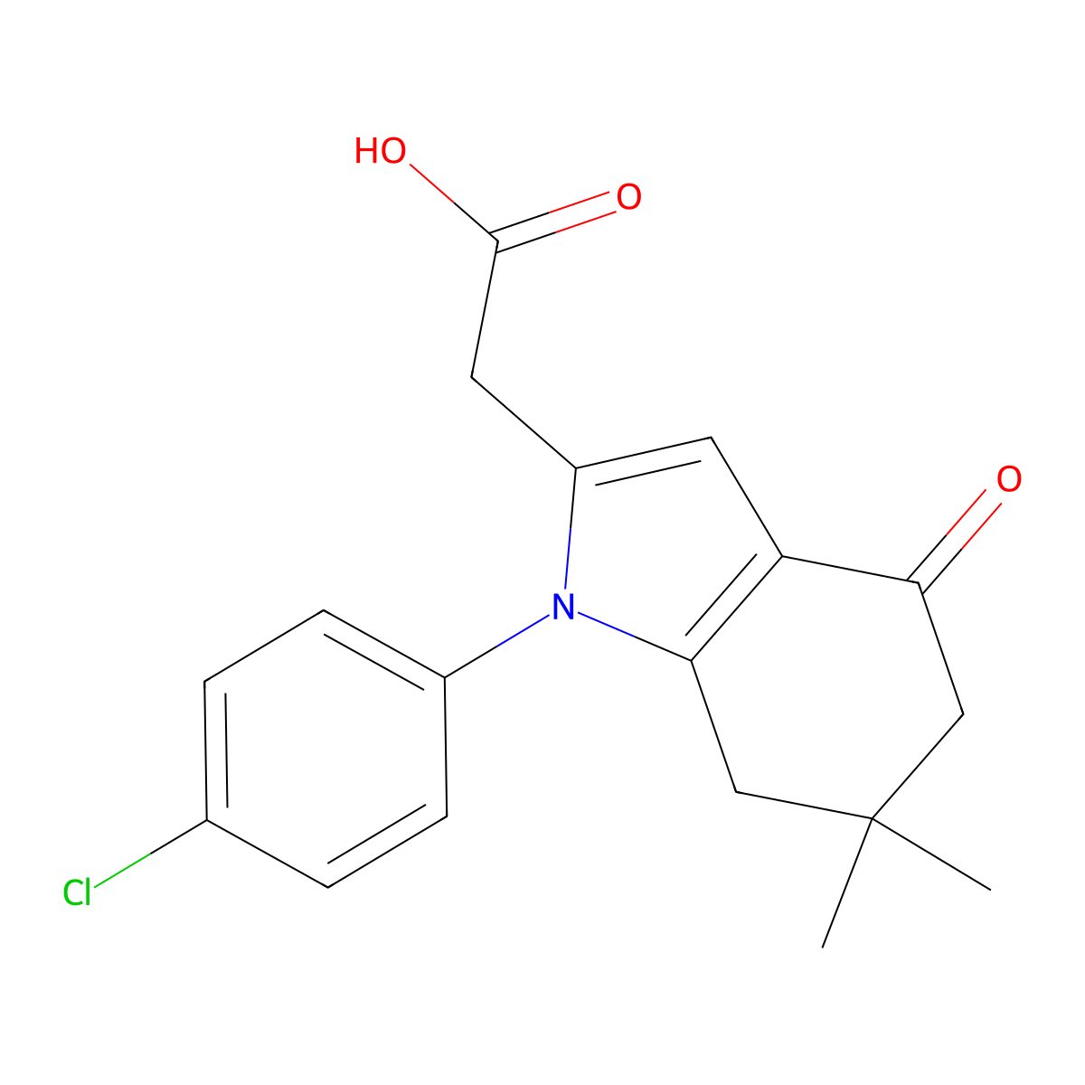 [1-(4-chlorophenyl)-6,6-dimethyl-4-oxo-4,5,6,7-tetrahydro-1H-indol-2-yl]acetic acid molecular structure, CAS 121626-62-8