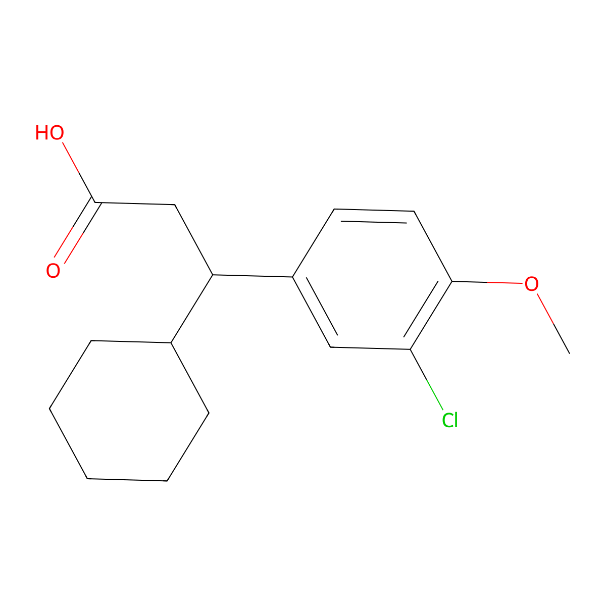 3-(3-Chloro-4-methoxyphenyl)-3-cyclohexylpropanoic acid molecular structure, CAS 1216261-68-5