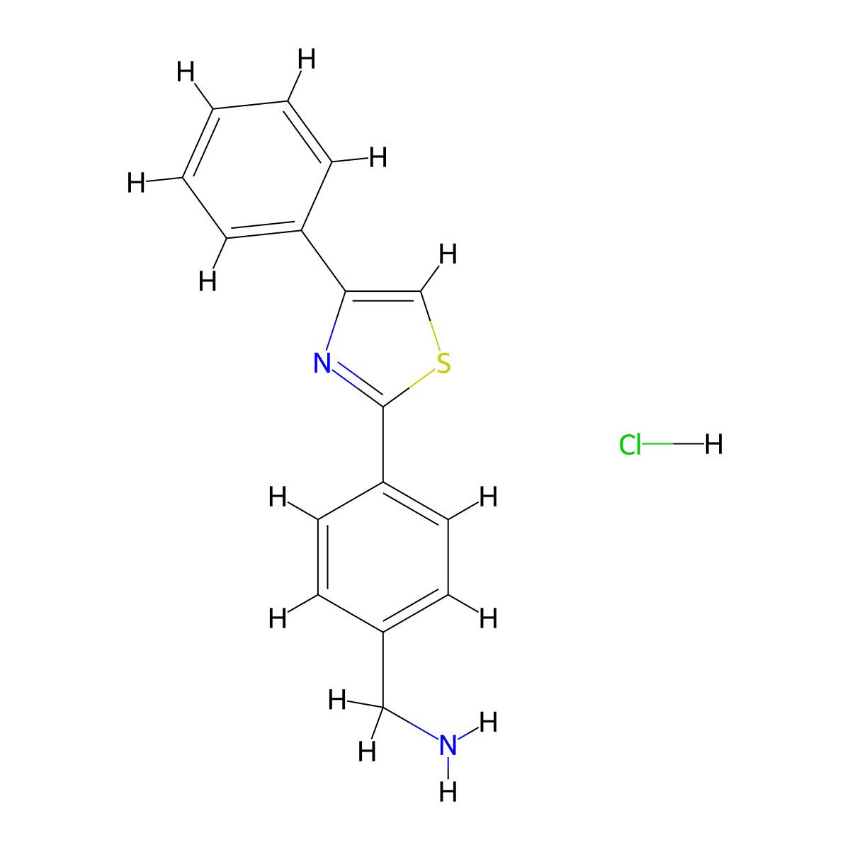 (4-(4-Phenylthiazol-2-yl)phenyl)methanamine hydrochloride molecular structure, CAS 1216262-97-3