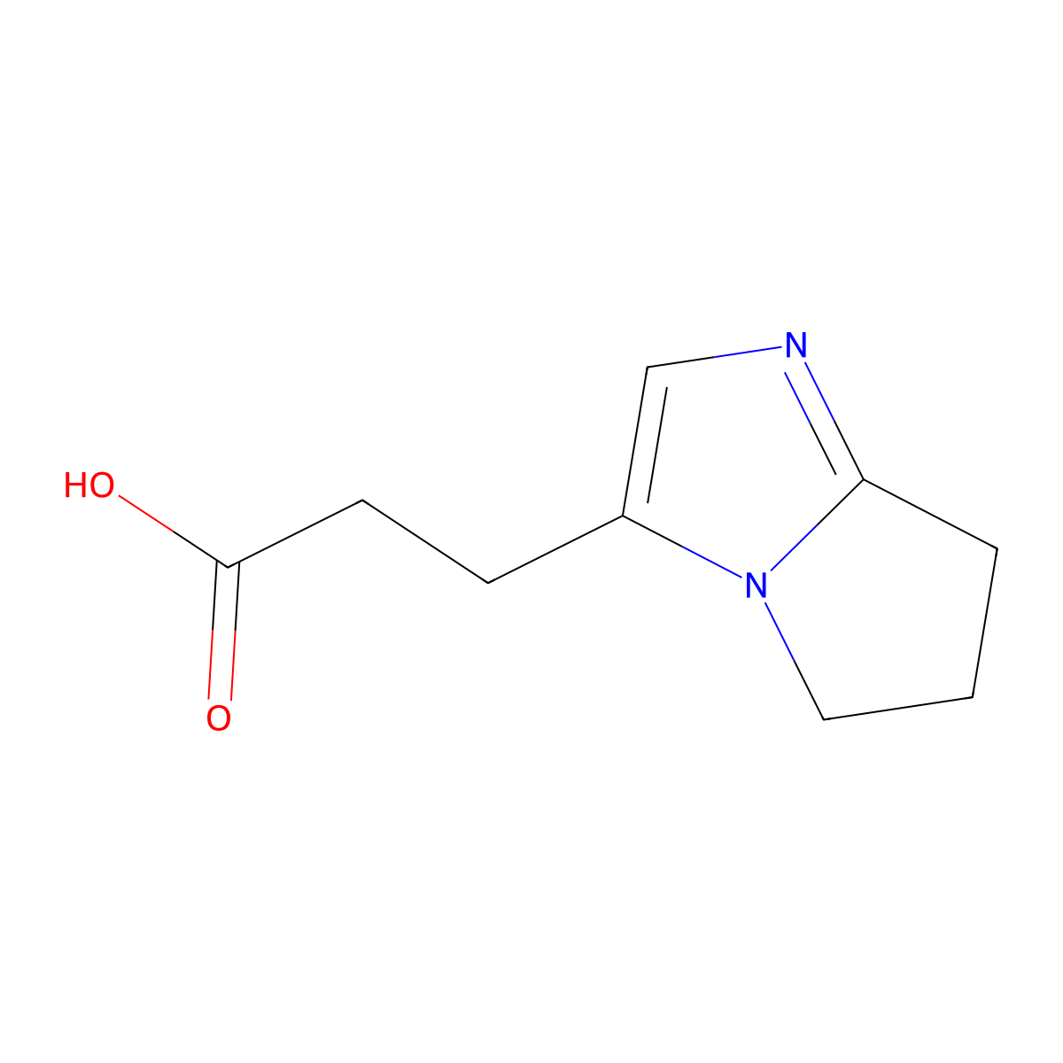 3-{5H,6H,7H-pyrrolo[1,2-a]imidazol-3-yl}propanoic acid molecular structure, CAS 1216263-12-5