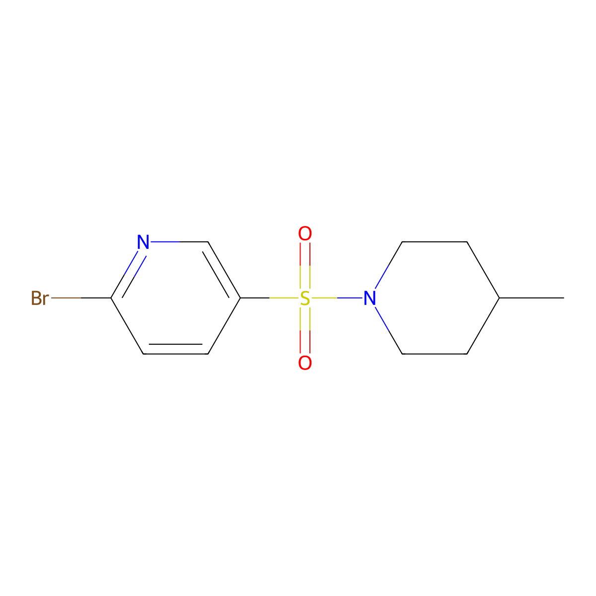 2-Bromo-5-[(4-methylpiperidin-1-yl)sulfonyl]pyridine molecular structure, CAS 1216269-15-6