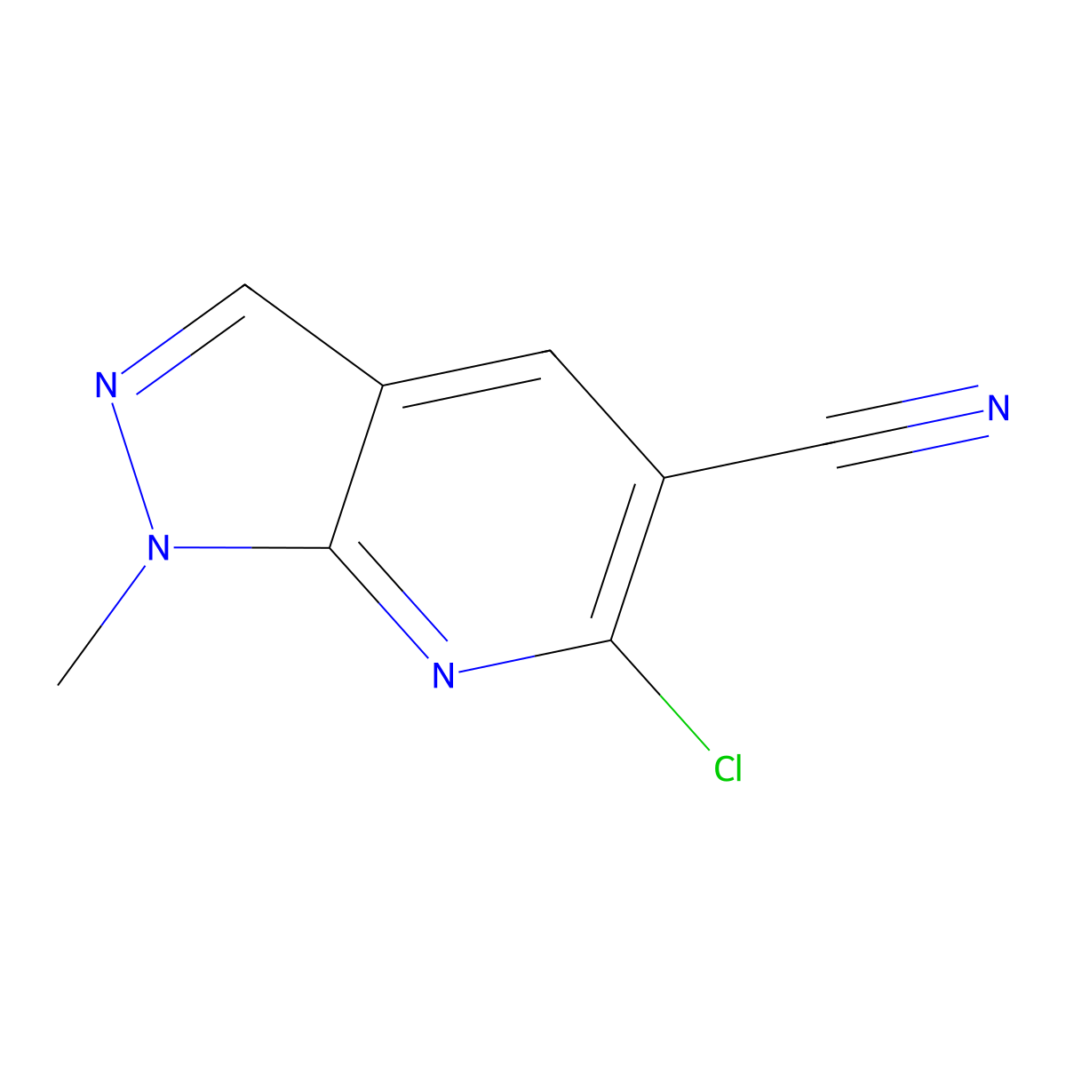 6-Chloro-1-methyl-1H-pyrazolo[3,4-b]pyridine-5-carbonitrile molecular structure, CAS 1216269-91-8
