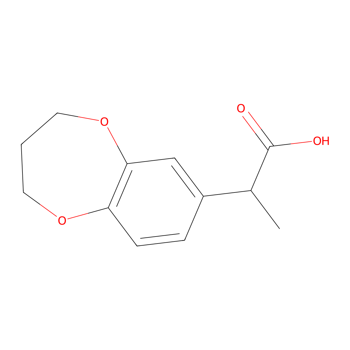 2-(3,4-dihydro-2H-1,5-benzodioxepin-7-yl)propanoic acid molecular structure, CAS 1216272-35-3