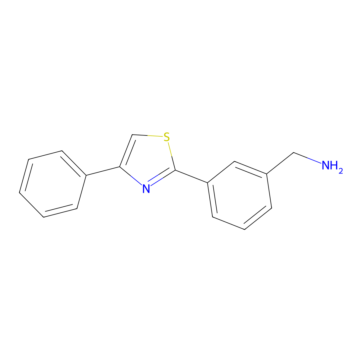 1-[3-(4-Phenyl-1,3-thiazol-2-yl)phenyl]methanamine molecular structure, CAS 1216276-56-0