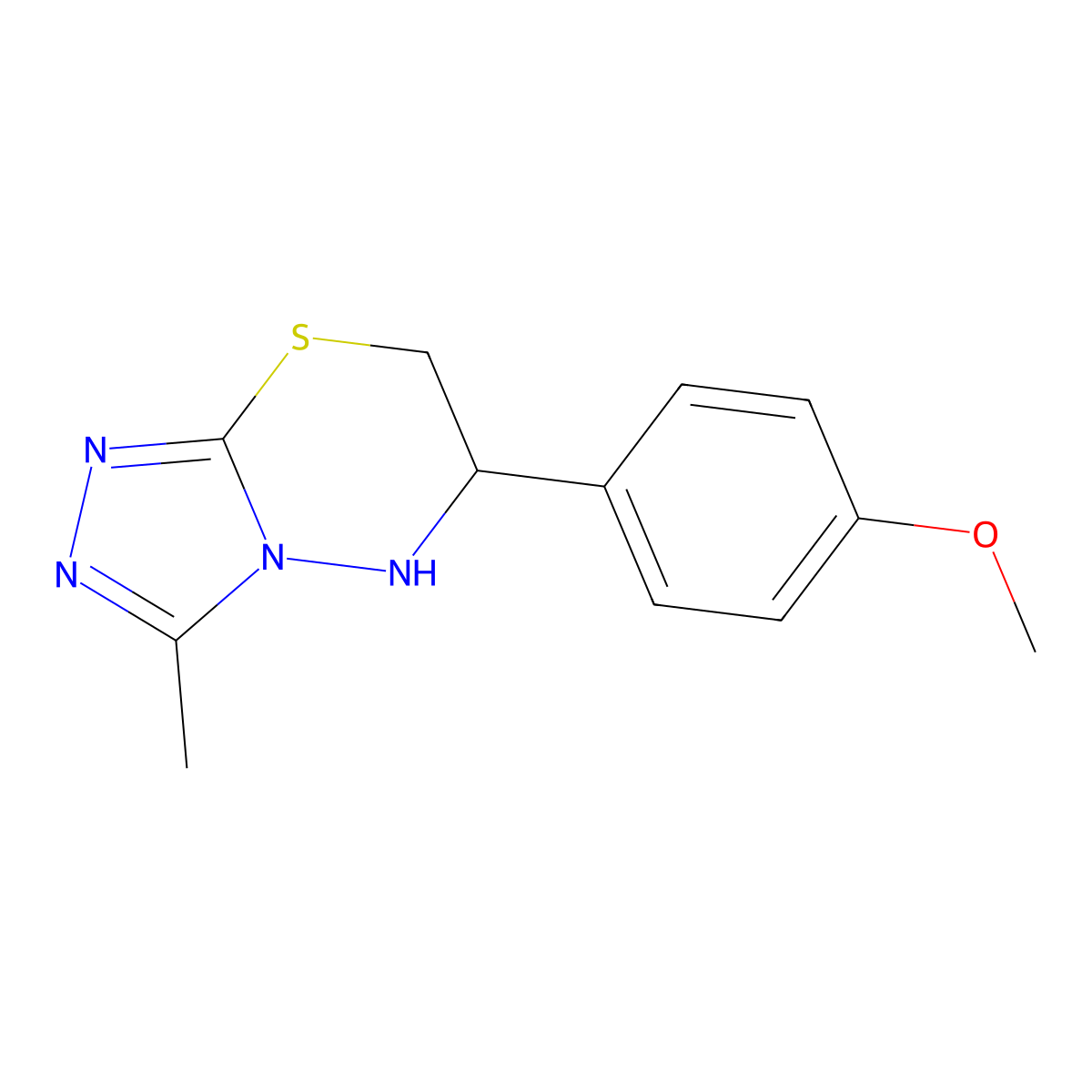 6-(4-methoxyphenyl)-3-methyl-5H,6H,7H-[1,2,4]triazolo[3,4-b][1,3,4]thiadiazine molecular structure, CAS 1216277-38-1