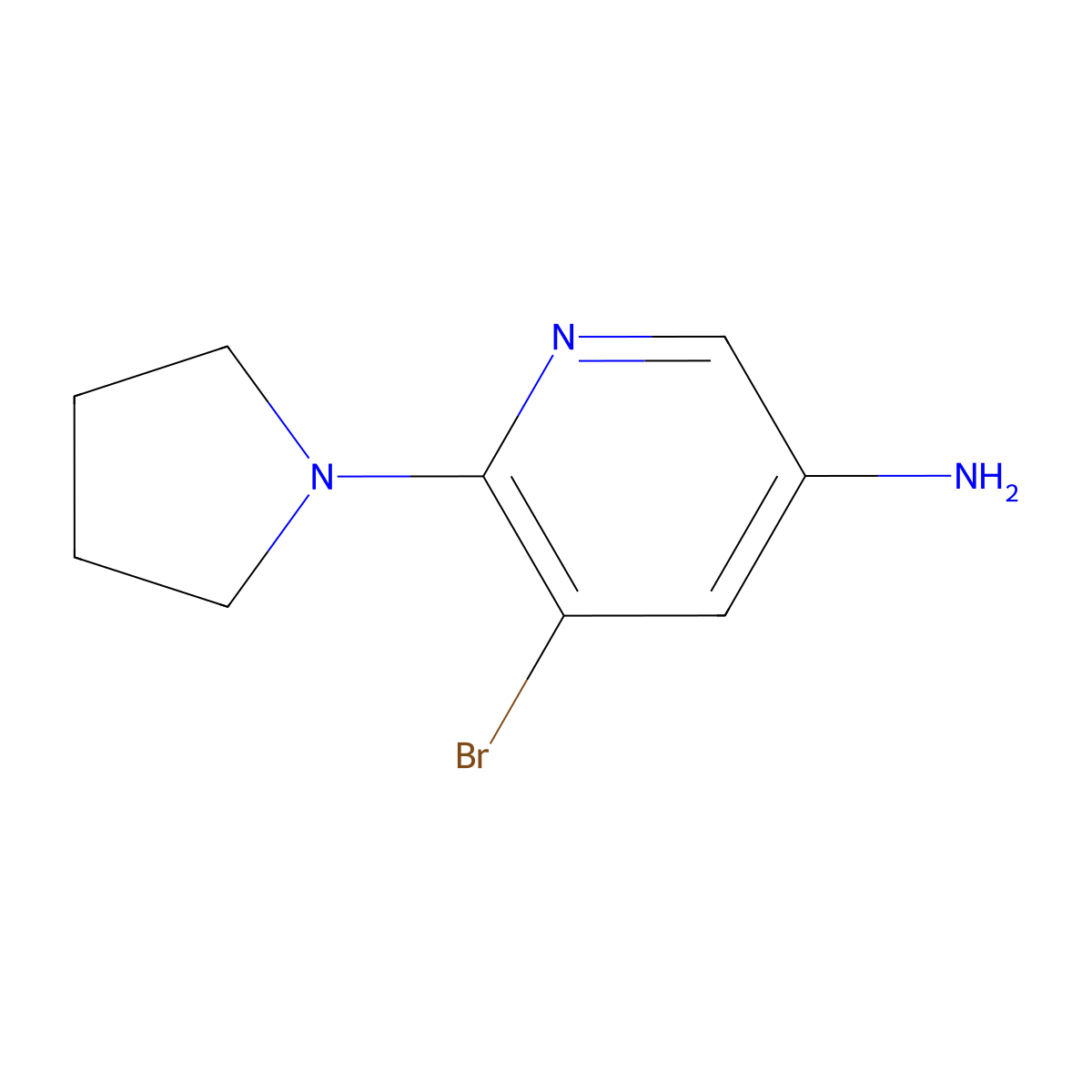 5-Amino-3-bromo-2-pyrrolidinopyridine molecular structure, CAS 1216280-56-6