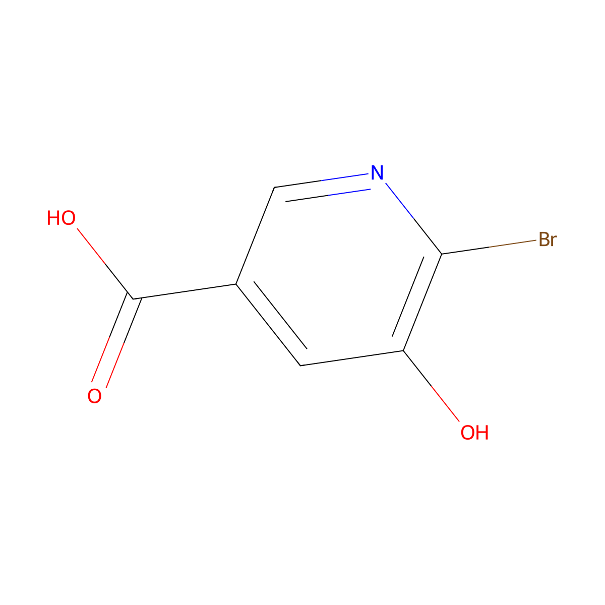 6-Bromo-5-hydroxypyridine-3-carboxylic acid molecular structure, CAS 1216282-97-1