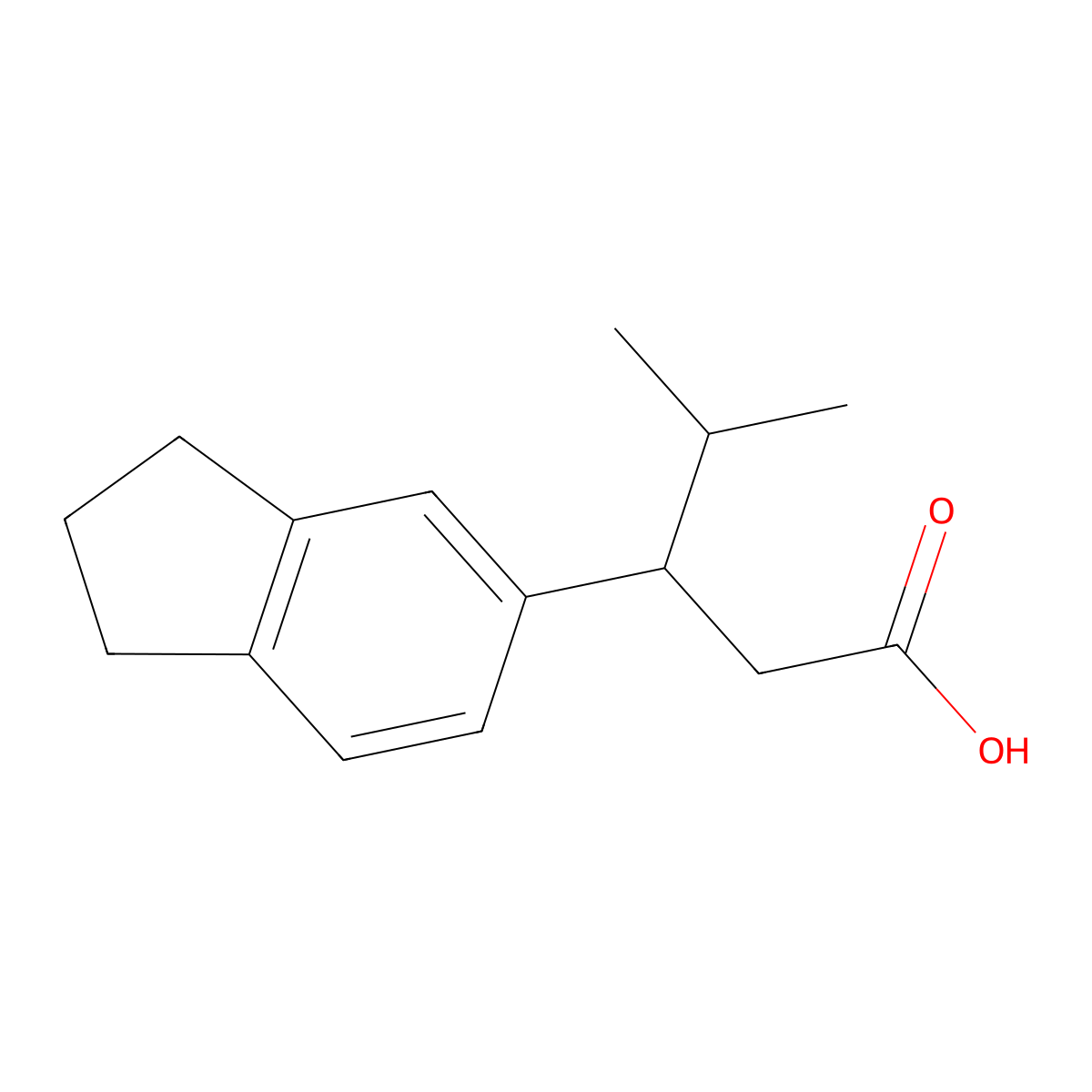3-(2,3-dihydro-1H-inden-5-yl)-4-methylpentanoic acid molecular structure, CAS 1216294-17-5