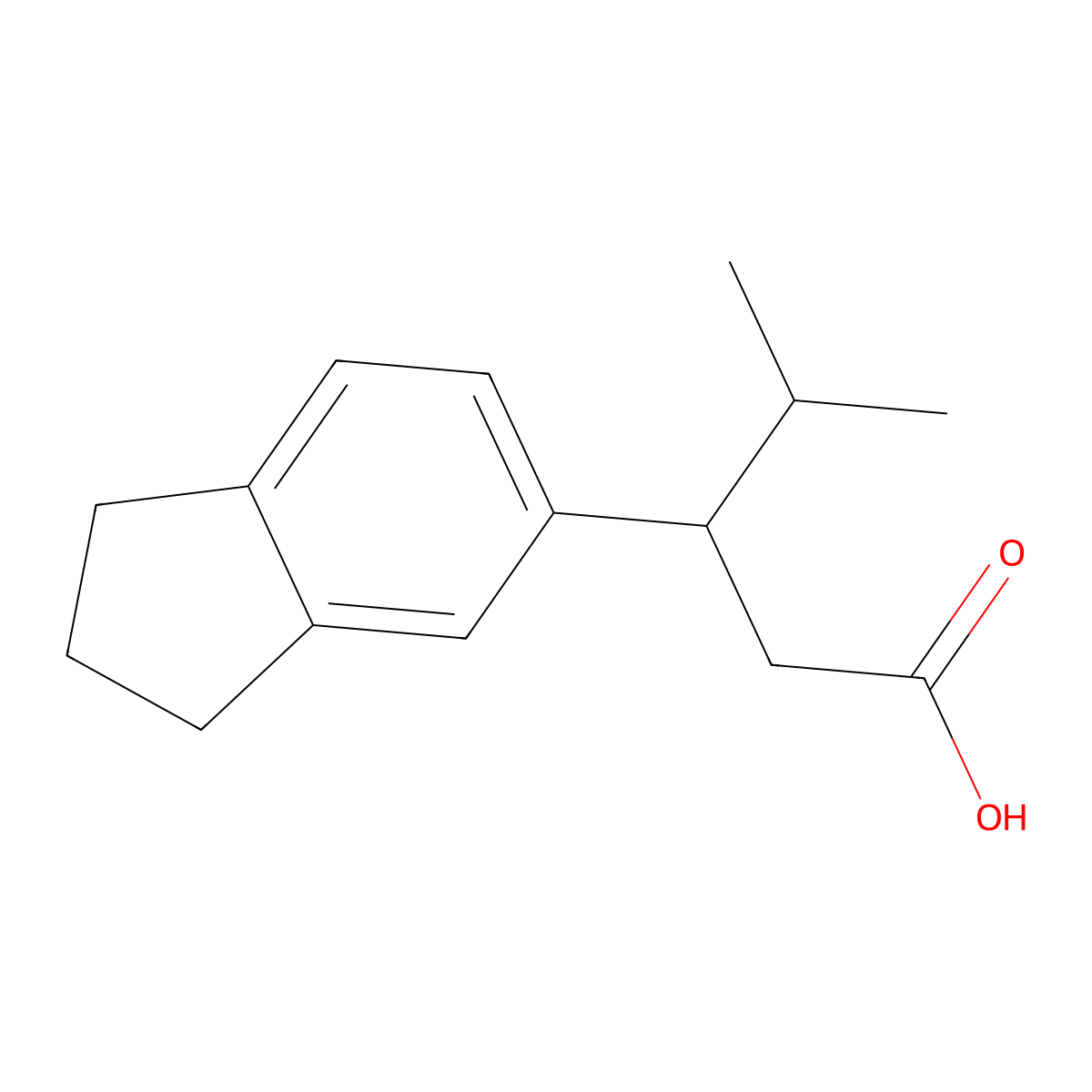 3-(2,3-dihydro-1H-inden-5-yl)-4-methylpentanoic acid molecular structure, CAS 1216294-17-5