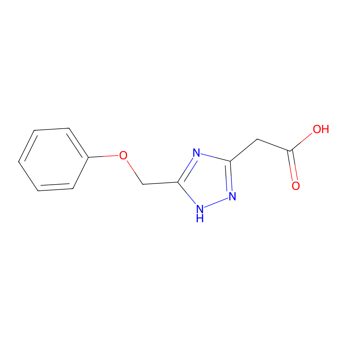 [5-(phenoxymethyl)-4H-1,2,4-triazol-3-yl]acetic acid molecular structure, CAS 1216294-22-2