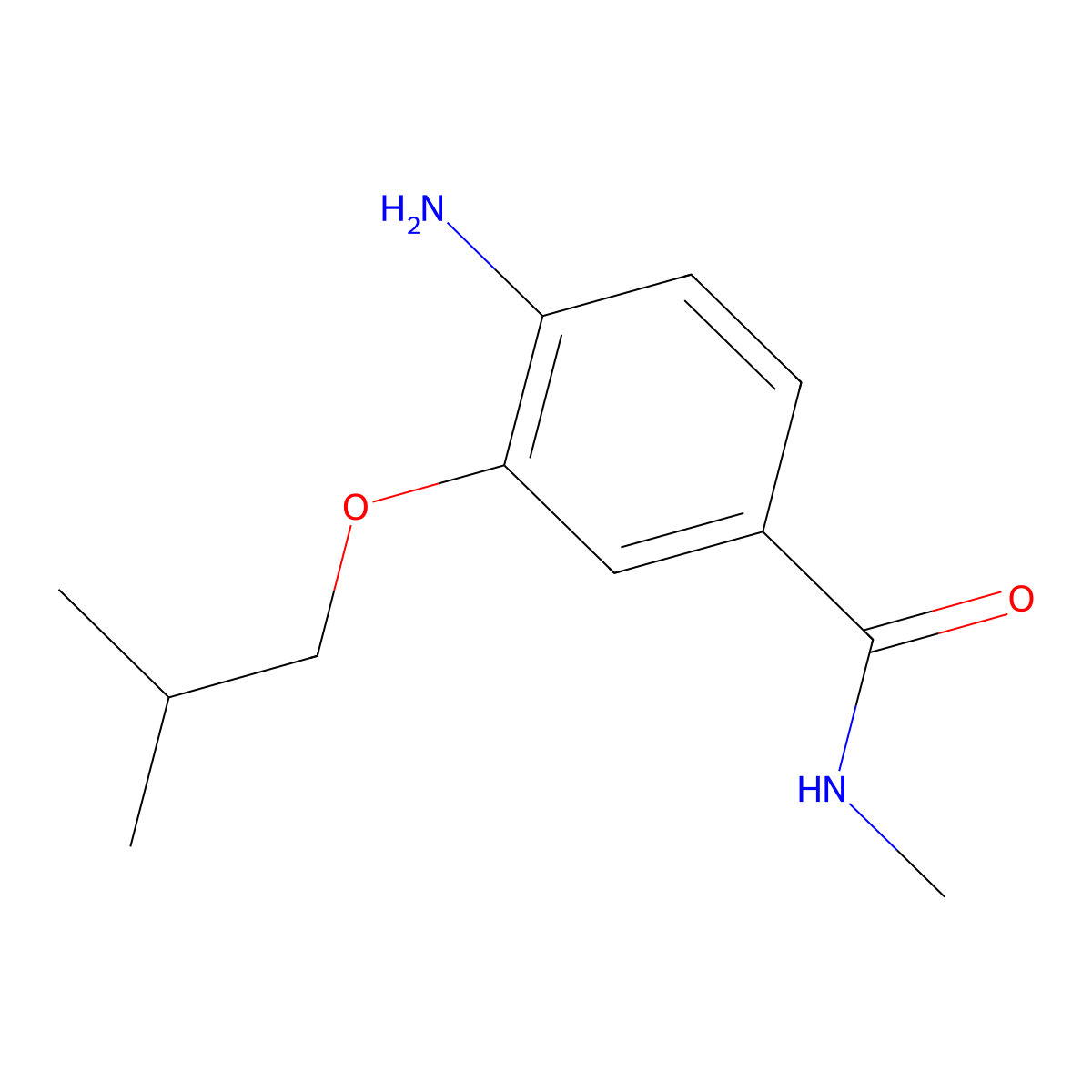 4-Amino-3-isobutoxy-N-methyl-benzamide molecular structure, CAS 1216294-37-9