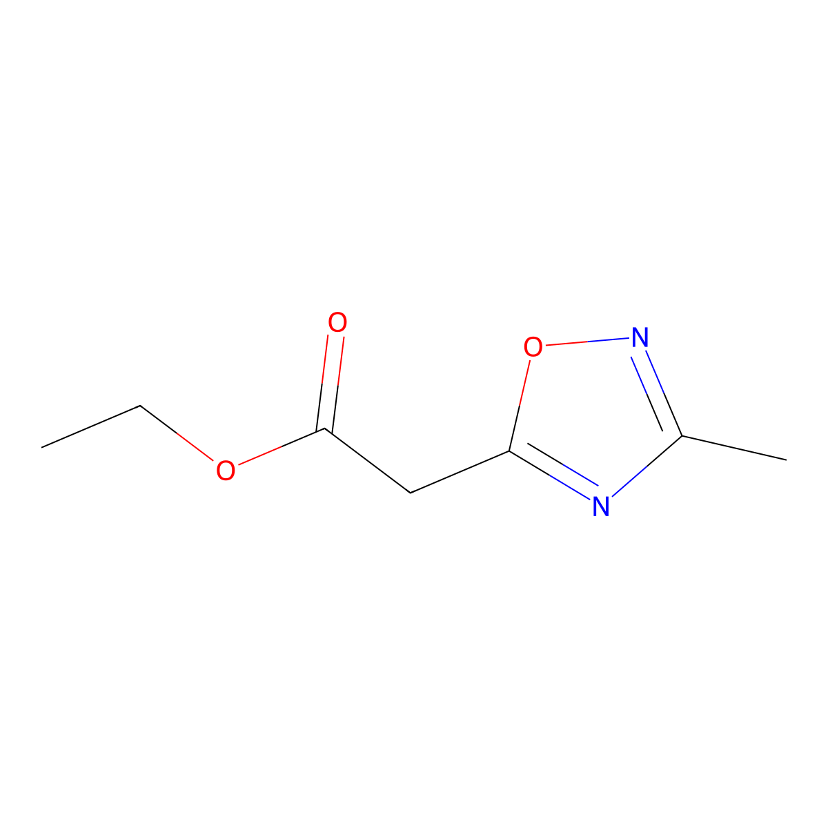 Ethyl 2-(3-methyl-1,2,4-oxadiazol-5-yl)acetate molecular structure, CAS 1216294-40-4