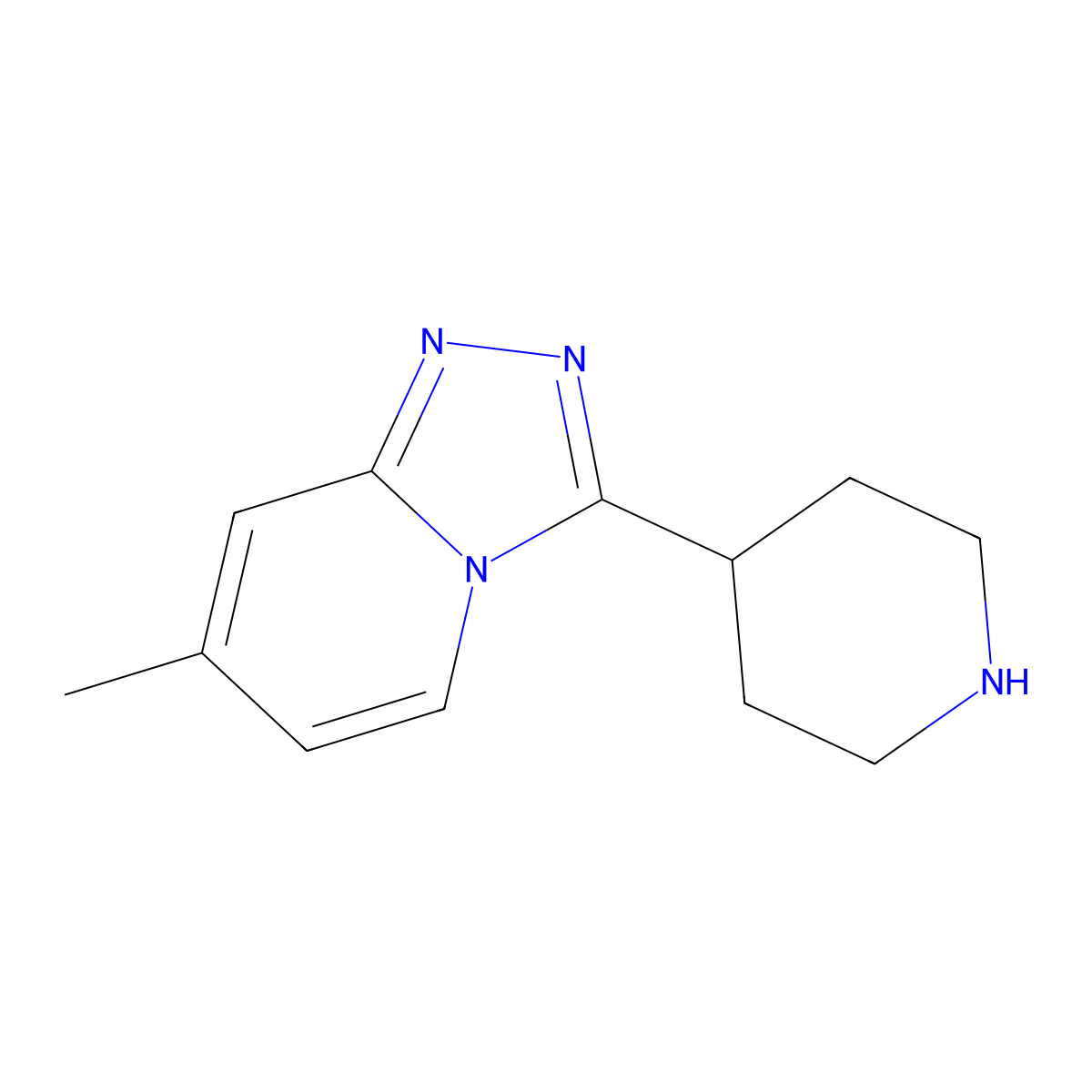 4-{7-Methyl-[1,2,4]triazolo[4,3-a]pyridin-3-yl}piperidine molecular structure, CAS 1216298-74-6