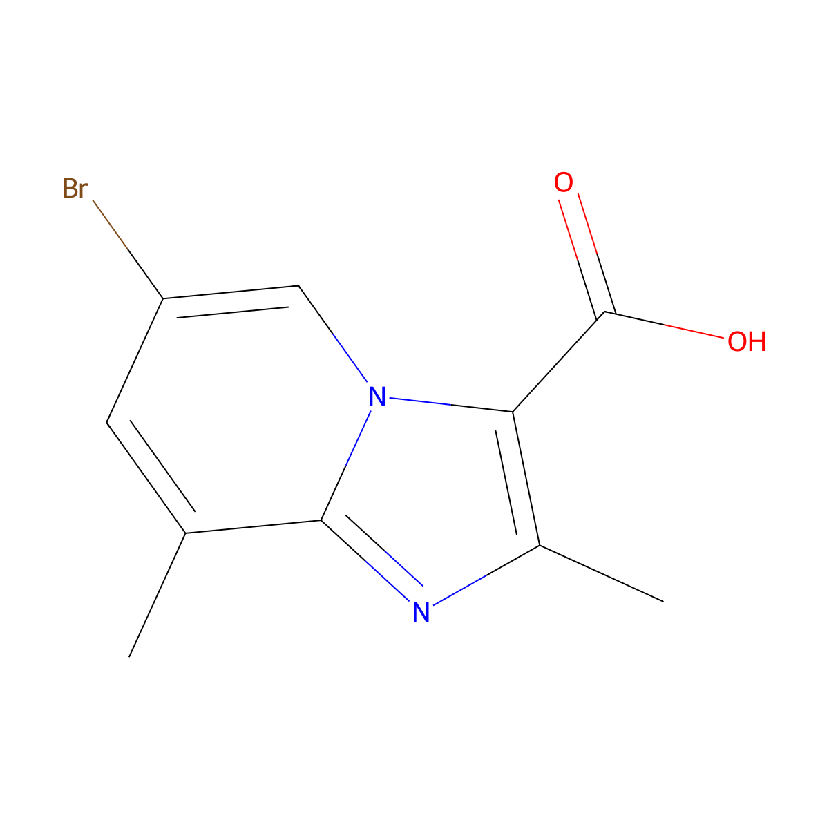 6-Bromo-2,8-dimethylimidazo[1,2-a]pyridine-3-carboxylic acid molecular structure, CAS 1216305-24-6
