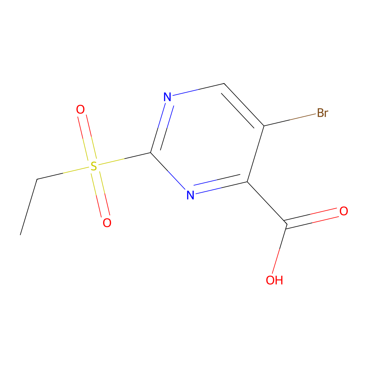 5-Bromo-2-(ethylsulfonyl)pyrimidine-4-carboxylic Acid molecular structure, CAS 1216310-09-6