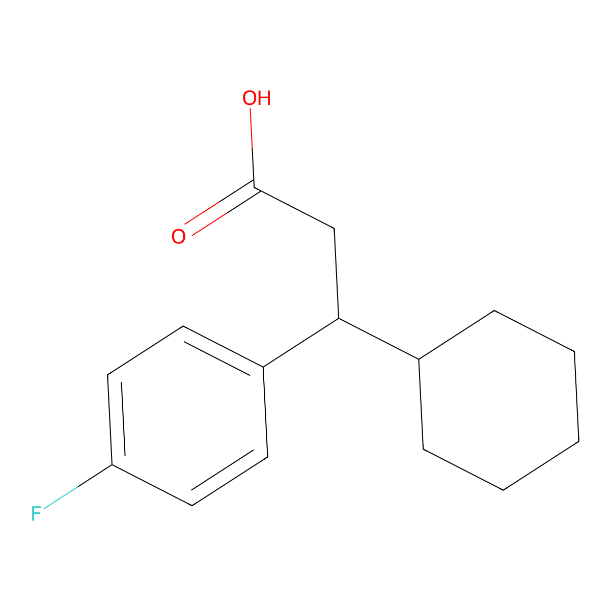 3-Cyclohexyl-3-(4-fluorophenyl)propanoic acid molecular structure, CAS 1216311-07-7