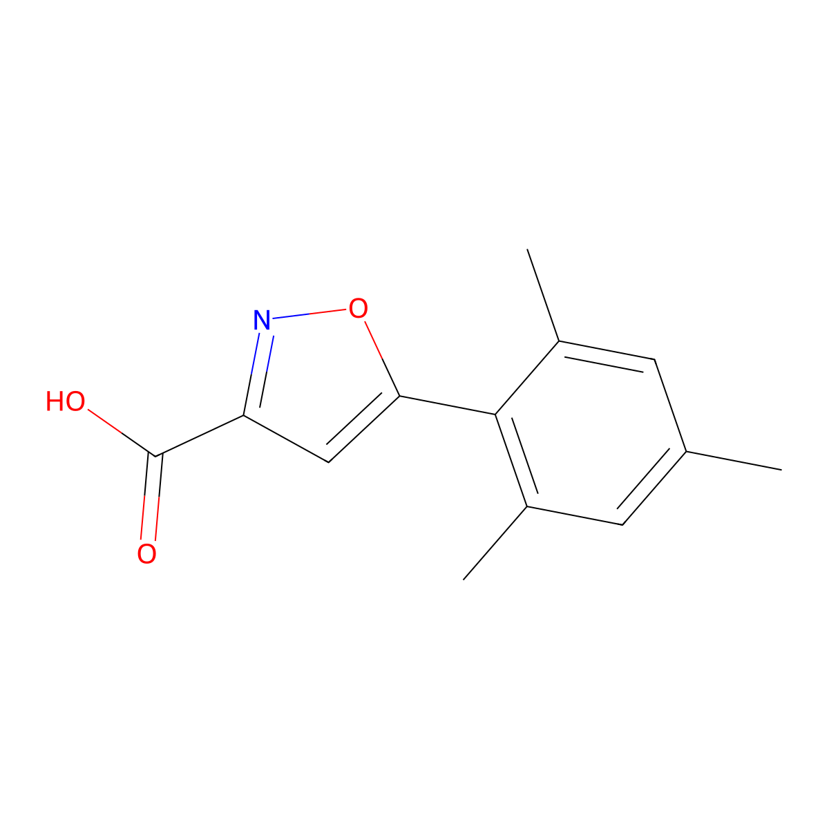 5-(2,4,6-Trimethylphenyl)-1,2-oxazole-3-carboxylic acid molecular structure, CAS 1216316-38-9
