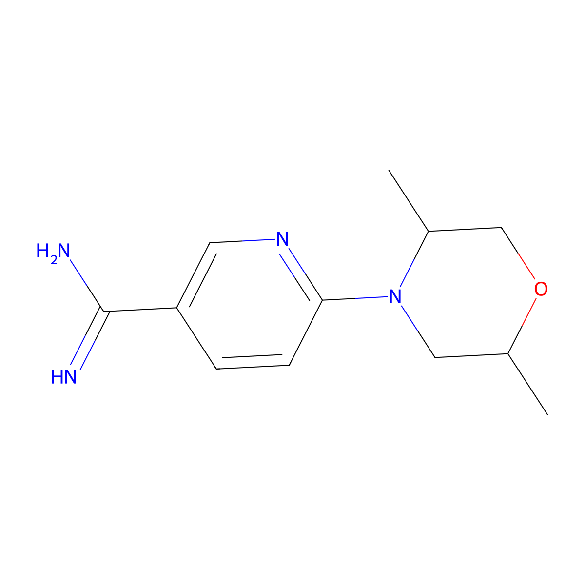 6-(2,5-Dimethylmorpholino)nicotinimidamide molecular structure, CAS 1216318-80-7