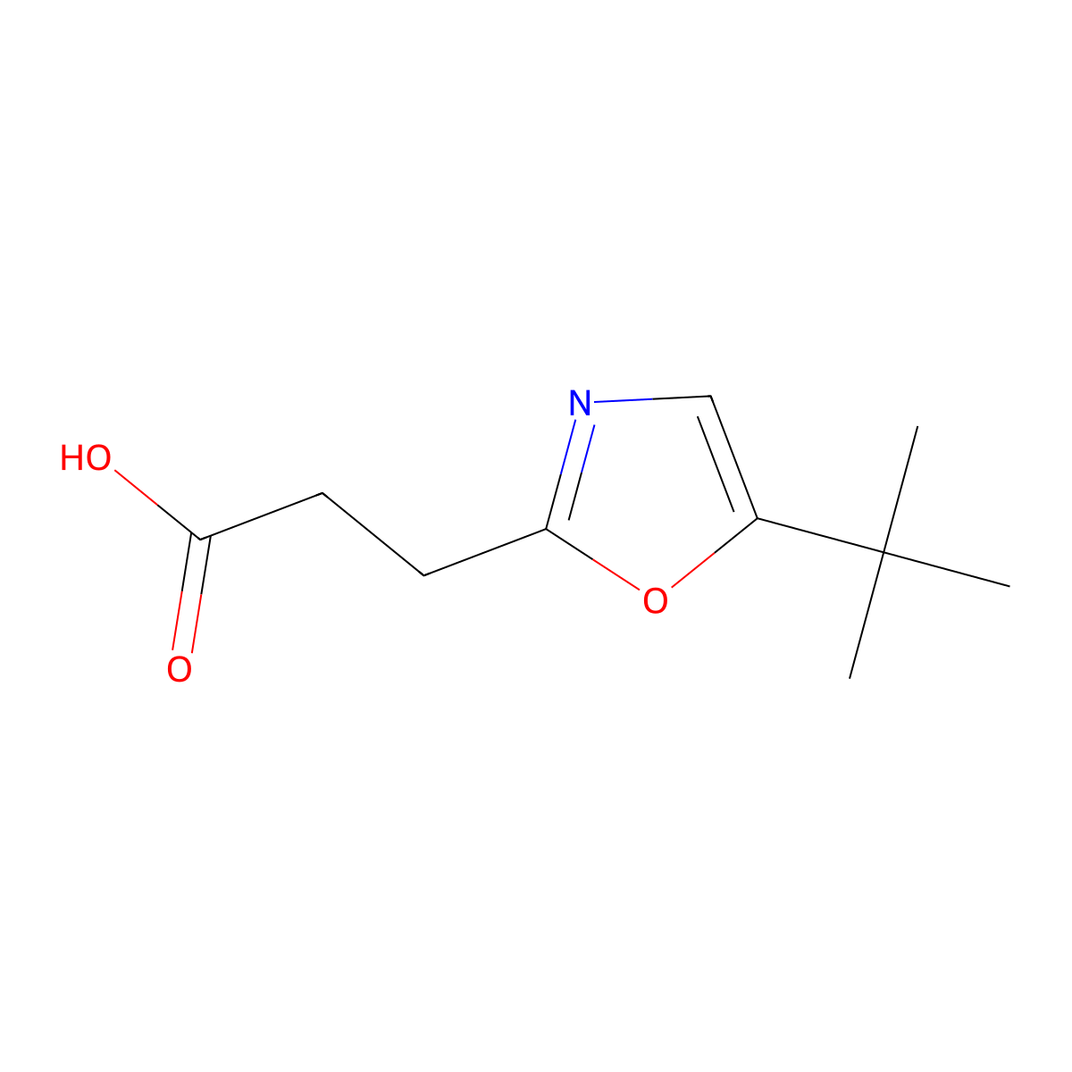 3-(5-Tert-butyl-1,3-oxazol-2-yl)propanoic acid molecular structure, CAS 1216319-45-7