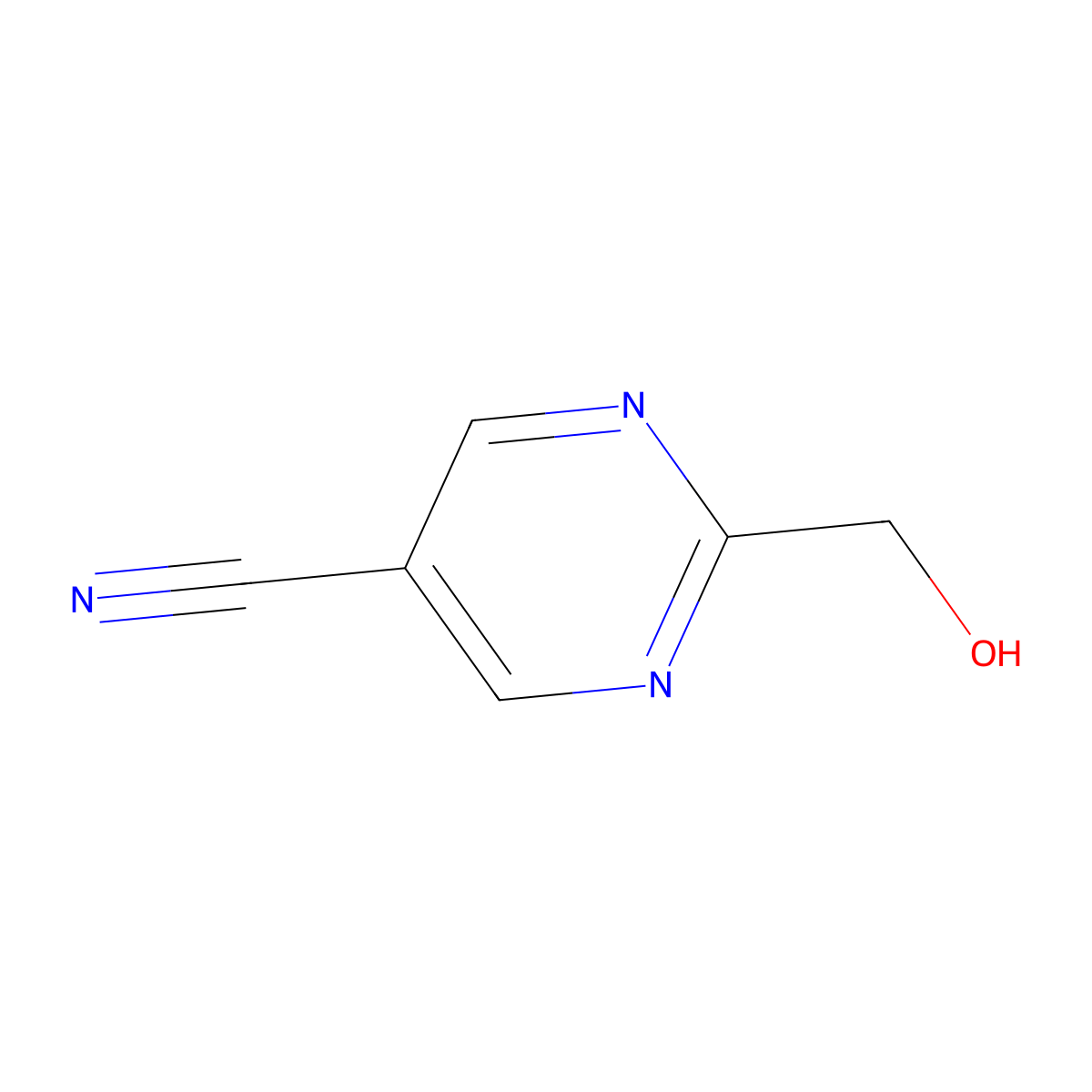 2-(Hydroxymethyl)pyrimidine-5-carbonitrile molecular structure, CAS 1216321-23-1