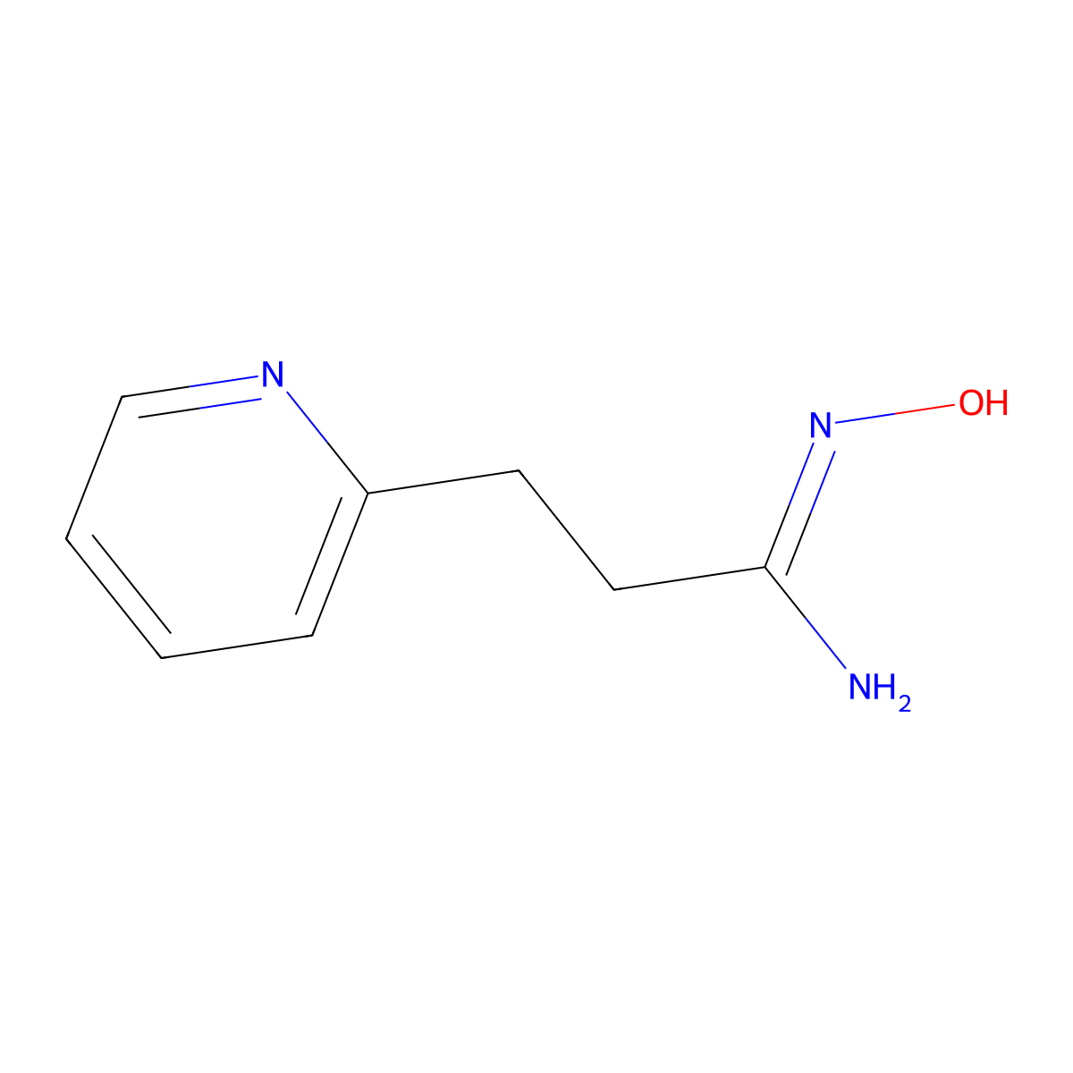 N'-hydroxy-3-(pyridin-2-yl)propanimidamide molecular structure, CAS 1216350-75-2