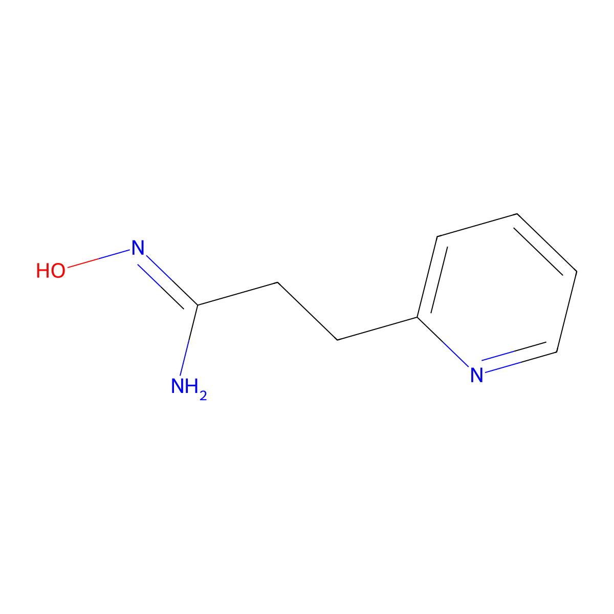 N'-hydroxy-3-(pyridin-2-yl)propanimidamide molecular structure, CAS 1216350-75-2