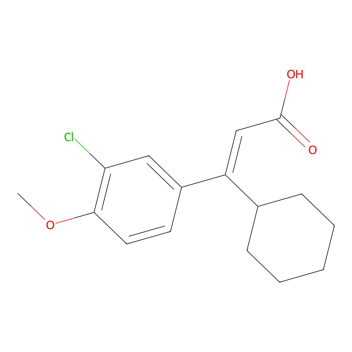 (2Z)-3-(3-chloro-4-methoxyphenyl)-3-cyclohexylprop-2-enoicacid molecular structure, CAS 1216363-59-5