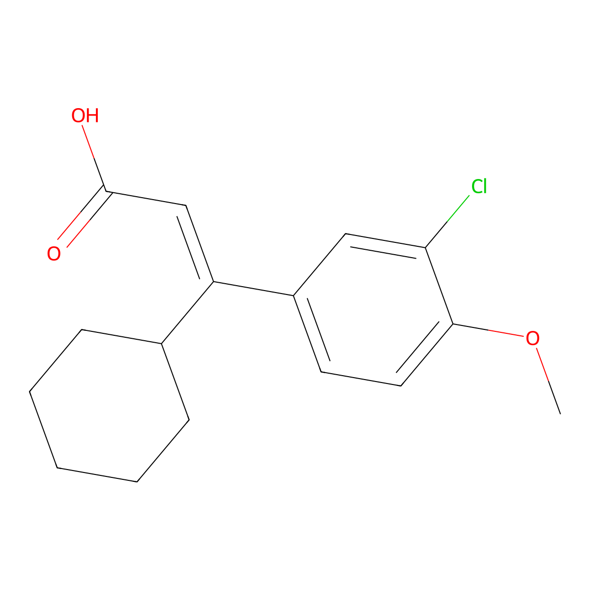(2Z)-3-(3-chloro-4-methoxyphenyl)-3-cyclohexylprop-2-enoicacid molecular structure, CAS 1216363-59-5