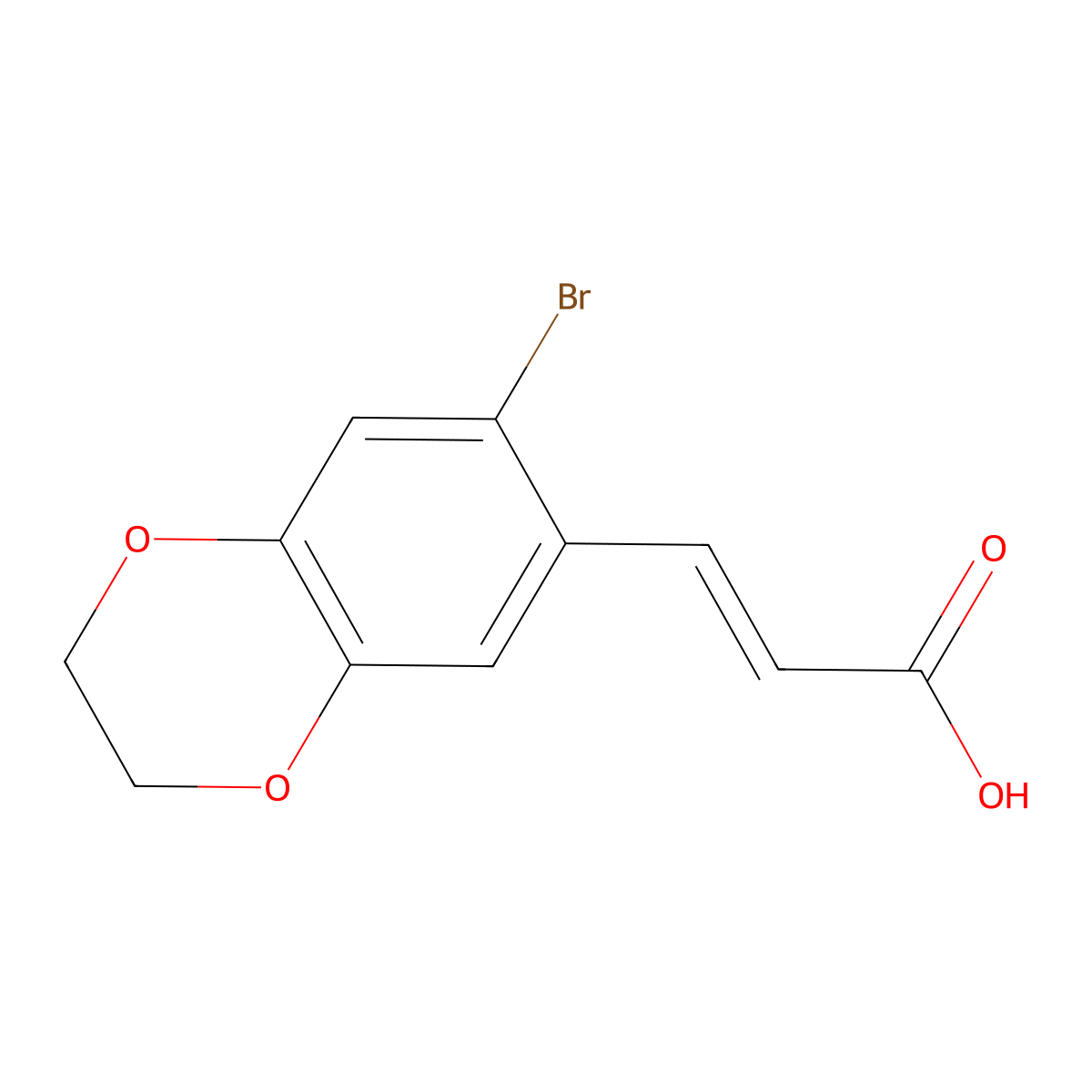 (E)-3-(7-bromo-2,3-dihydrobenzo[b][1,4]dioxin-6-yl)acrylic acid molecular structure, CAS 1216363-82-4