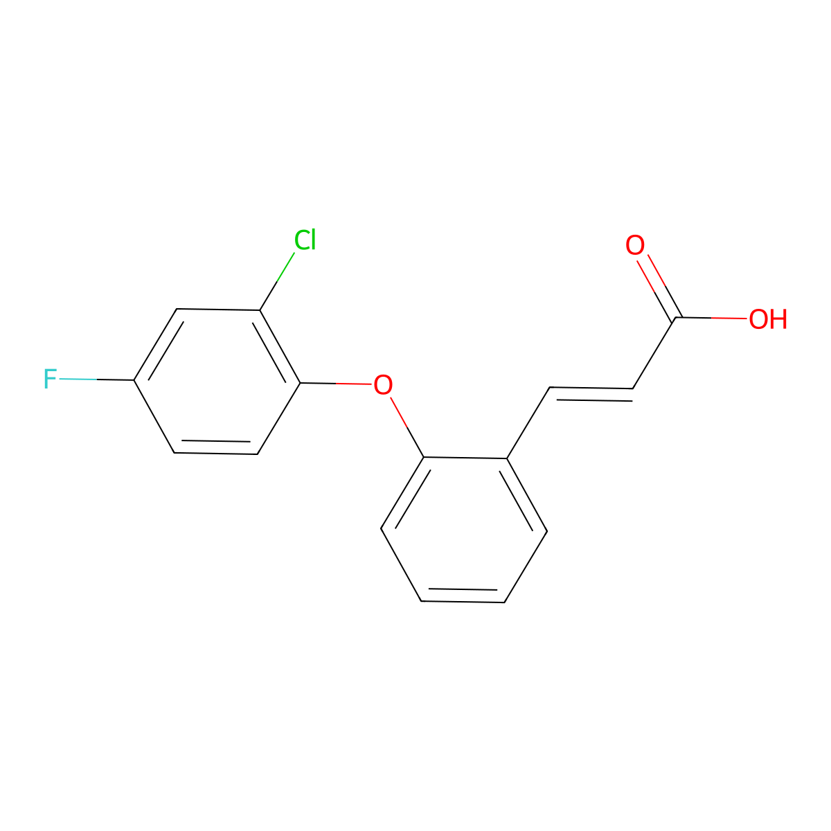 3-[2-(2-Chloro-4-fluorophenoxy)phenyl]prop-2-enoic acid molecular structure, CAS 1216372-09-6
