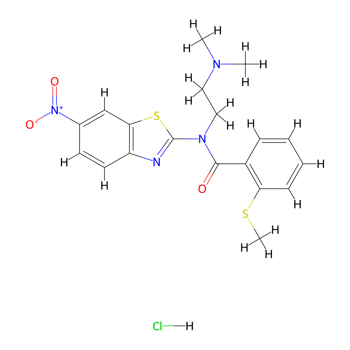 N-(2-(dimethylamino)ethyl)-2-(methylthio)-N-(6-nitrobenzo[d]thiazol-2-yl)benzamide hydrochloride molecular structure, CAS 1216376-31-6