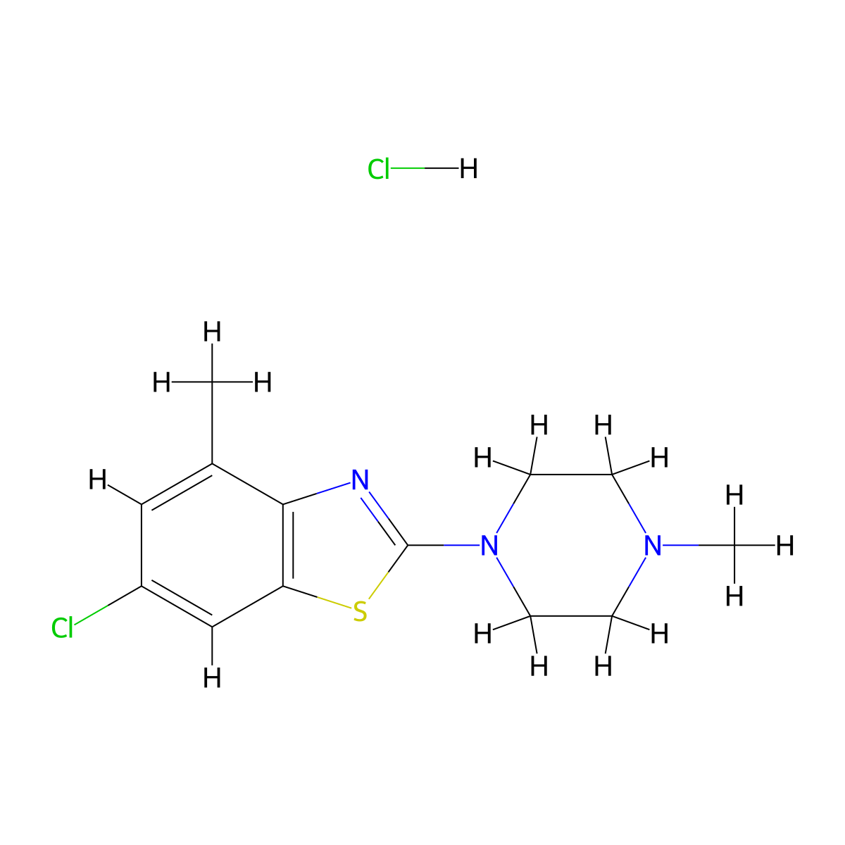6-Chloro-4-methyl-2-(4-methylpiperazin-1-yl)benzo[d]thiazole hydrochloride molecular structure, CAS 1216376-50-9