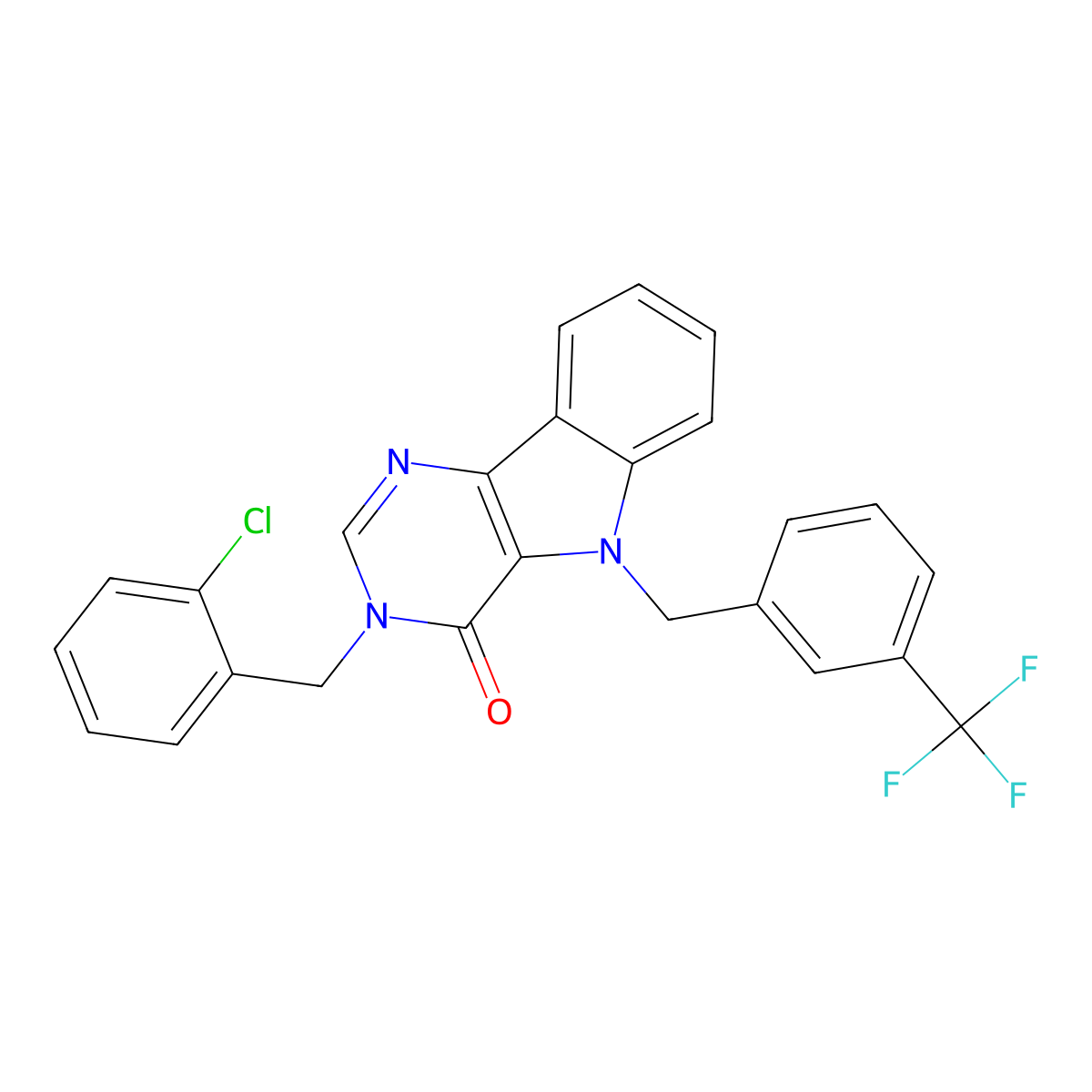 3-(2-chlorobenzyl)-5-(3-(trifluoromethyl)benzyl)-3H-pyrimido[5,4-b]indol-4(5H)-one molecular structure, CAS 1216376-79-2