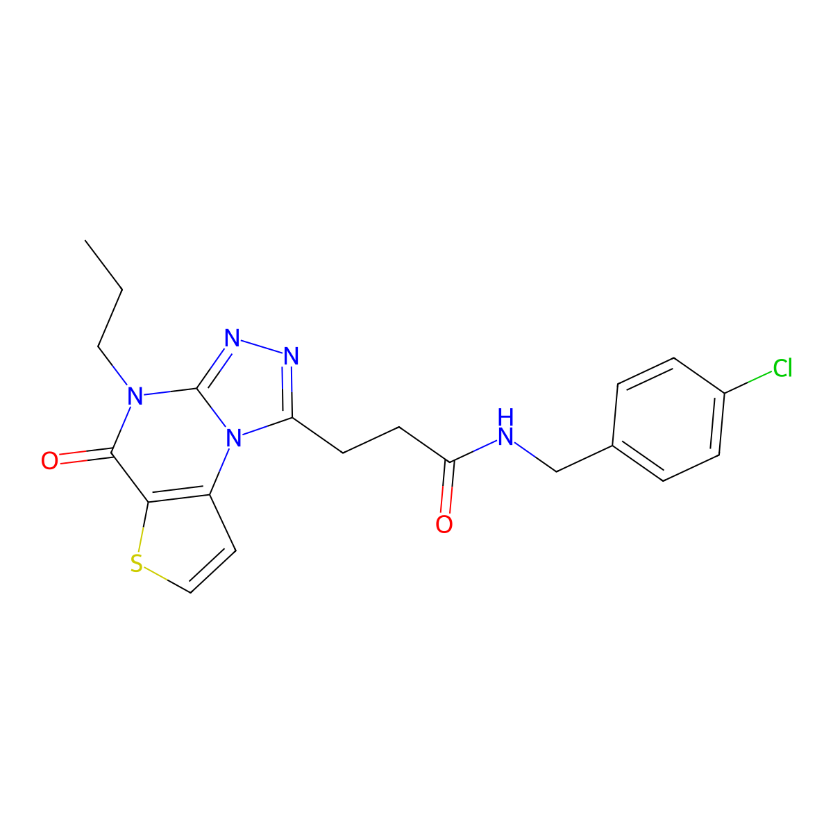 N-[(4-chlorophenyl)methyl]-3-{7-oxo-8-propyl-5-thia-1,8,10,11-tetraazatricyclo[7.3.0.0^{2,6}]dodeca-2(6),3,9,11-tetraen-12-yl}propanamide molecular structure, CAS 1216378-28-7