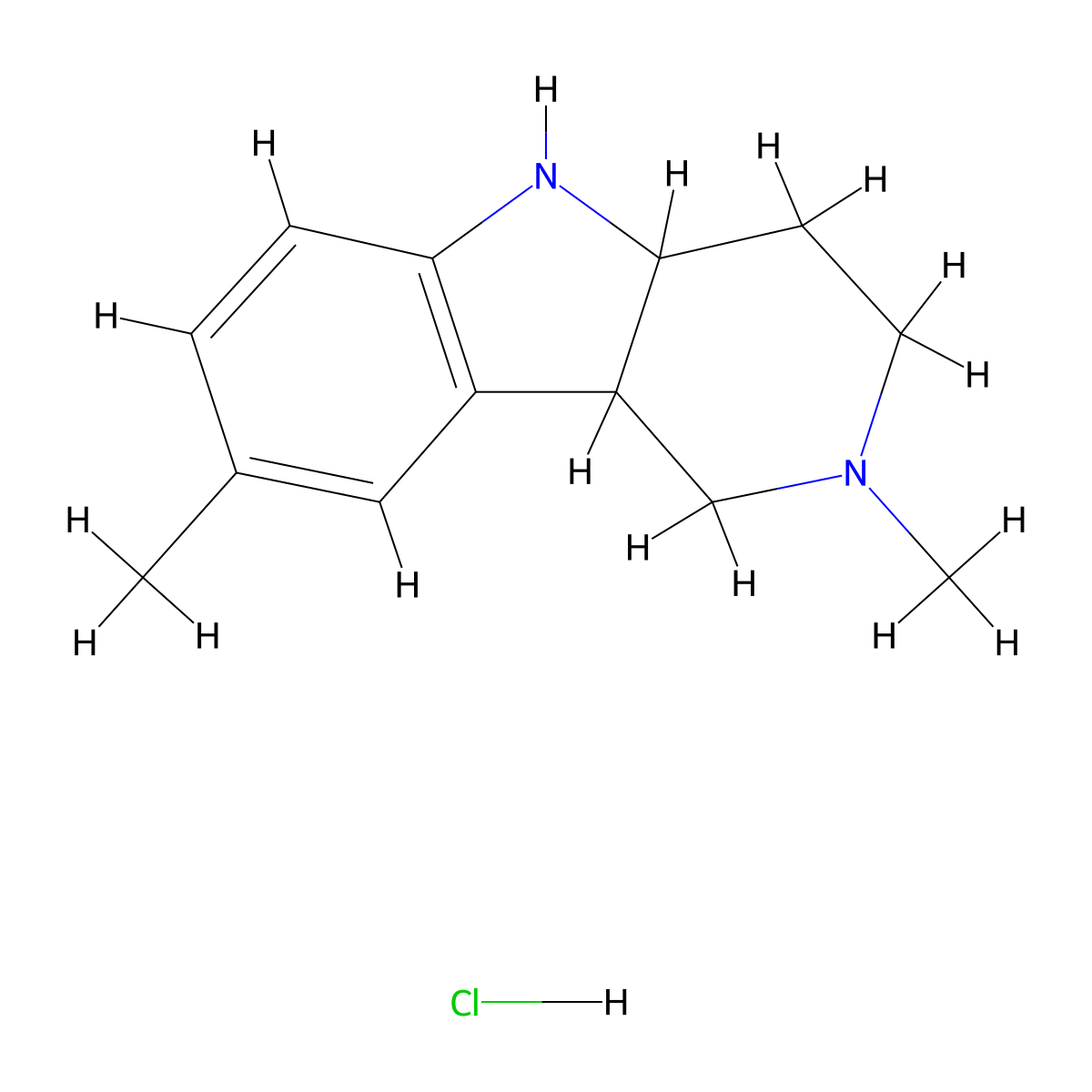 2,8-dimethyl-2,3,4,4a,5,9b-hexahydro-1H-pyrido[4,3-b]indole hydrochloride molecular structure, CAS 1216378-71-0