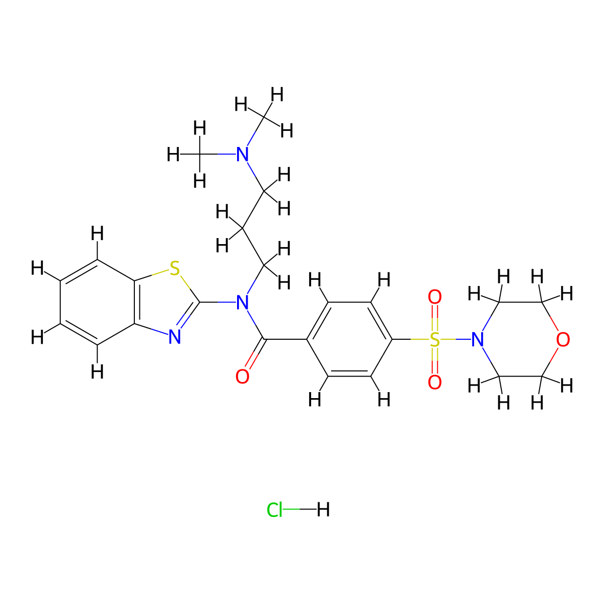 N-(benzo[d]thiazol-2-yl)-N-(3-(dimethylamino)propyl)-4-(morpholinosulfonyl)benzamide hydrochloride molecular structure, CAS 1216378-89-0