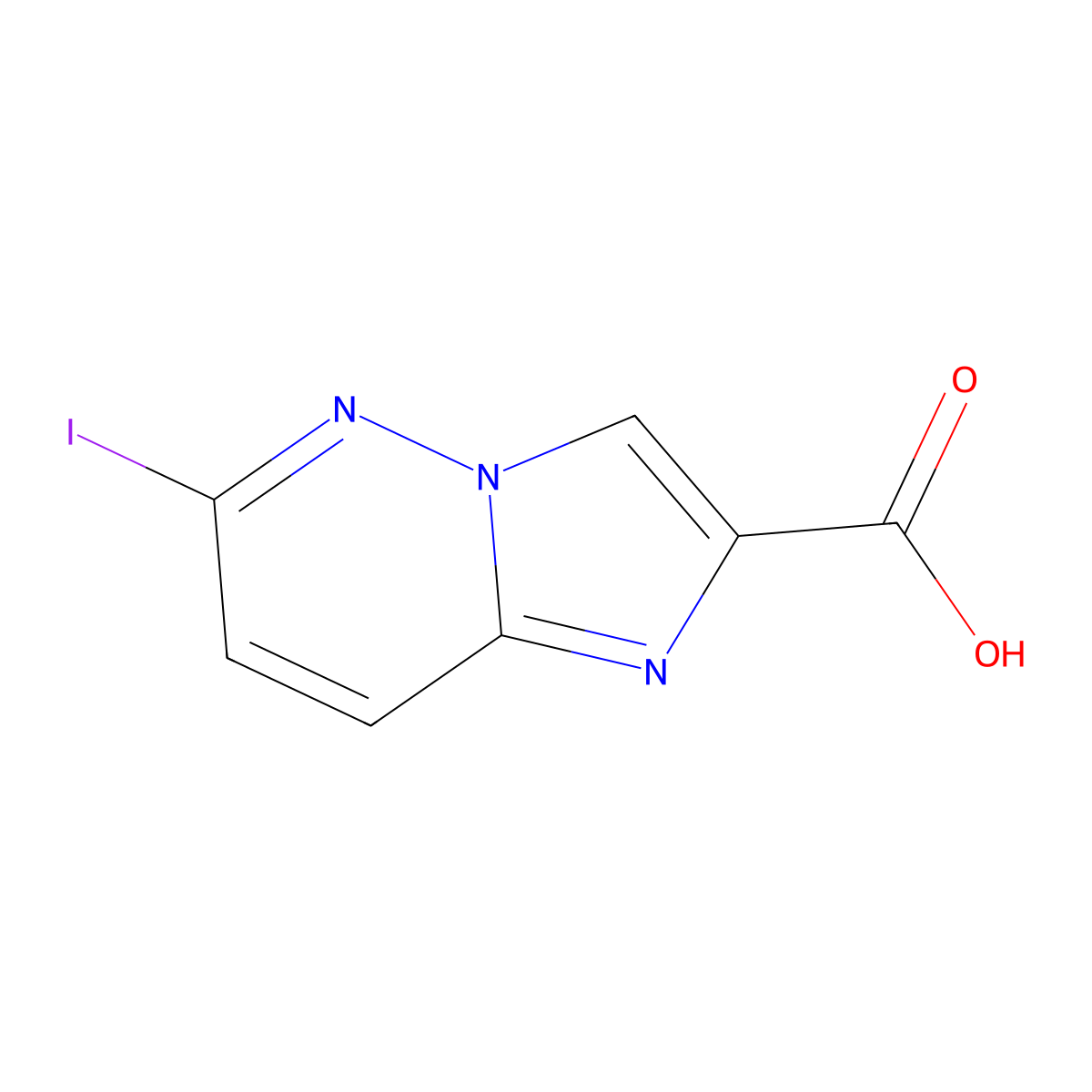 6-Iodoimidazo[1,2-b]pyridazine-2-carboxylic acid molecular structure, CAS 1216380-53-8