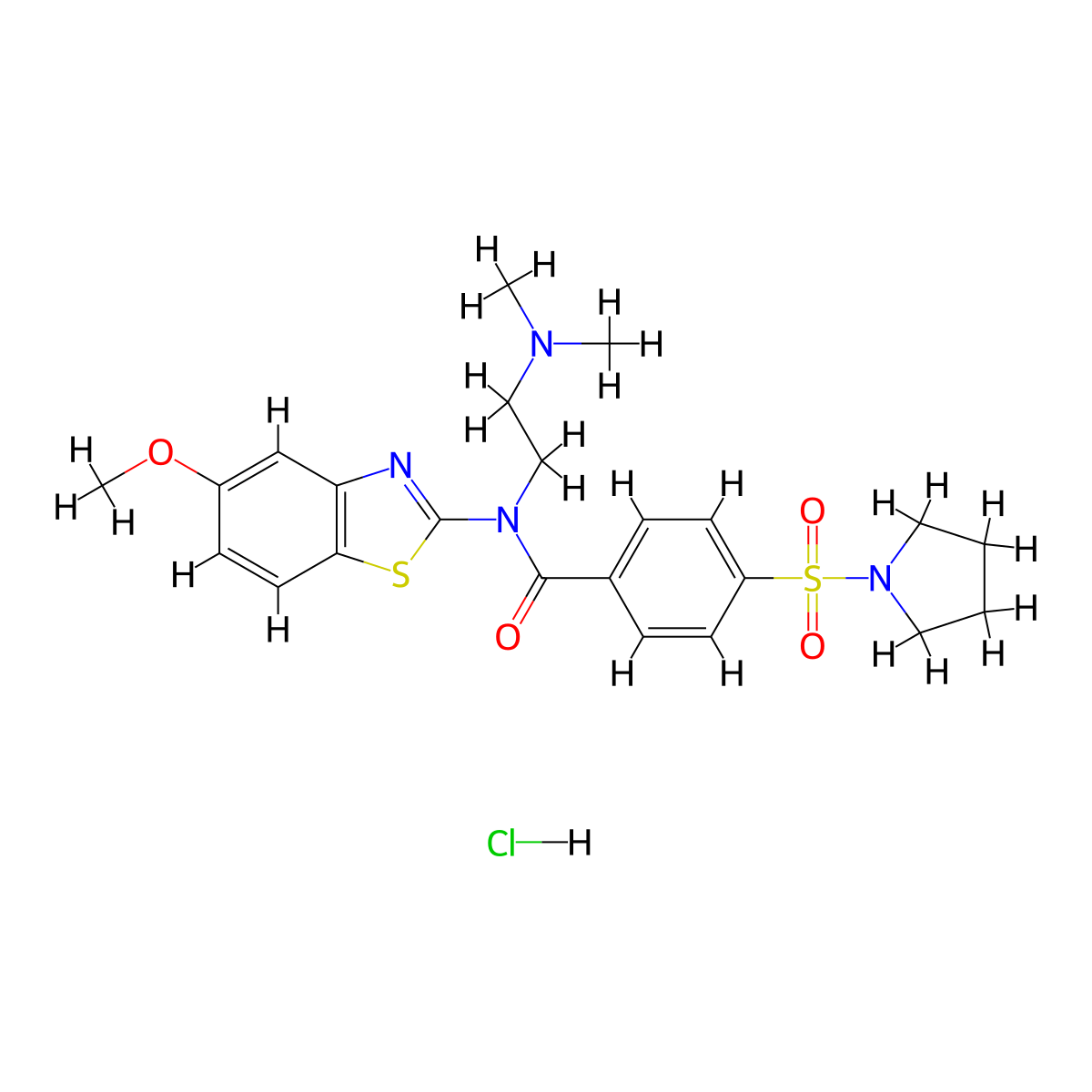 N-(2-(dimethylamino)ethyl)-N-(5-methoxybenzo[d]thiazol-2-yl)-4-(pyrrolidin-1-ylsulfonyl)benzamide hydrochloride molecular structure, CAS 1216380-63-0