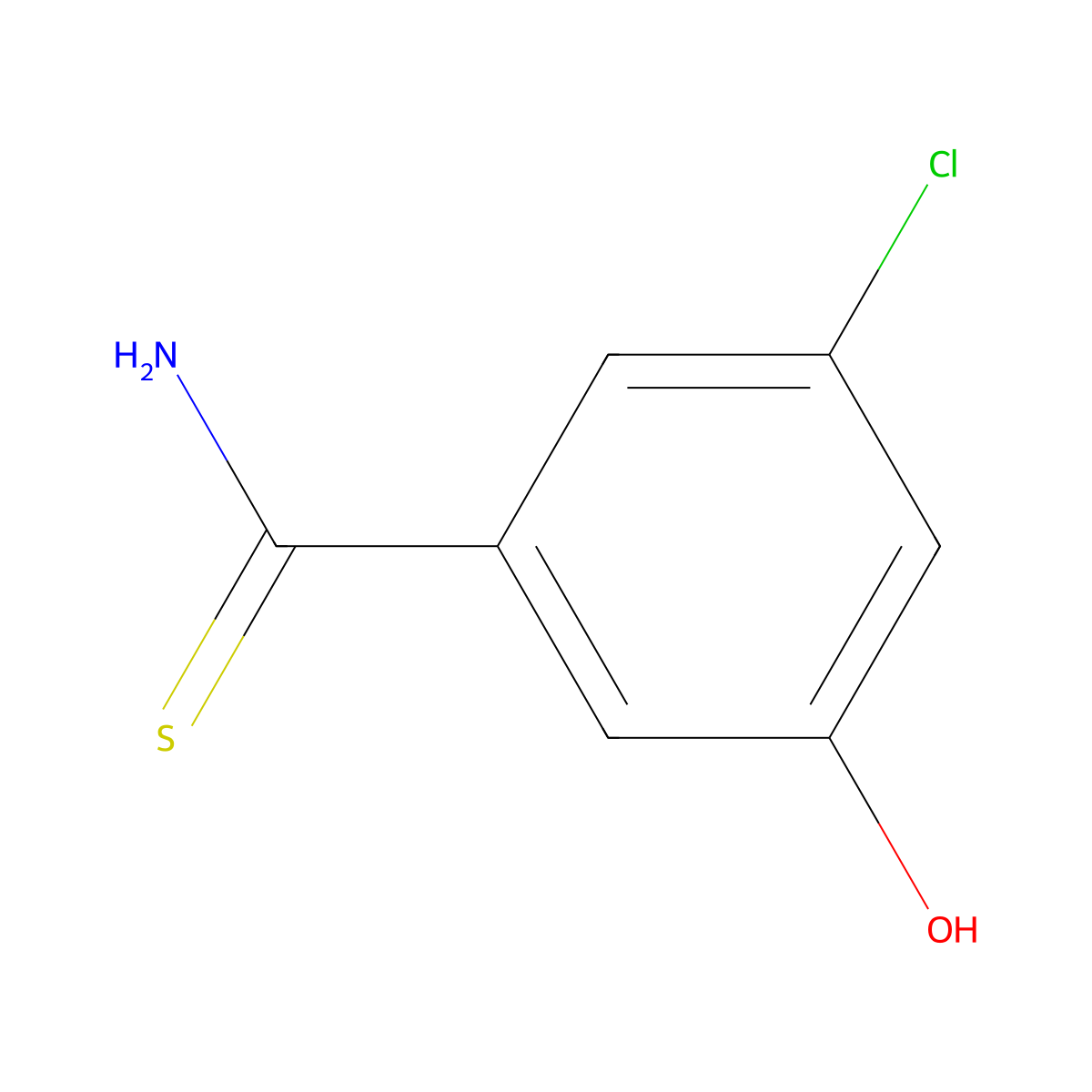 3-Chloro-5-hydroxybenzenecarbothioamide molecular structure, CAS 1216381-24-6
