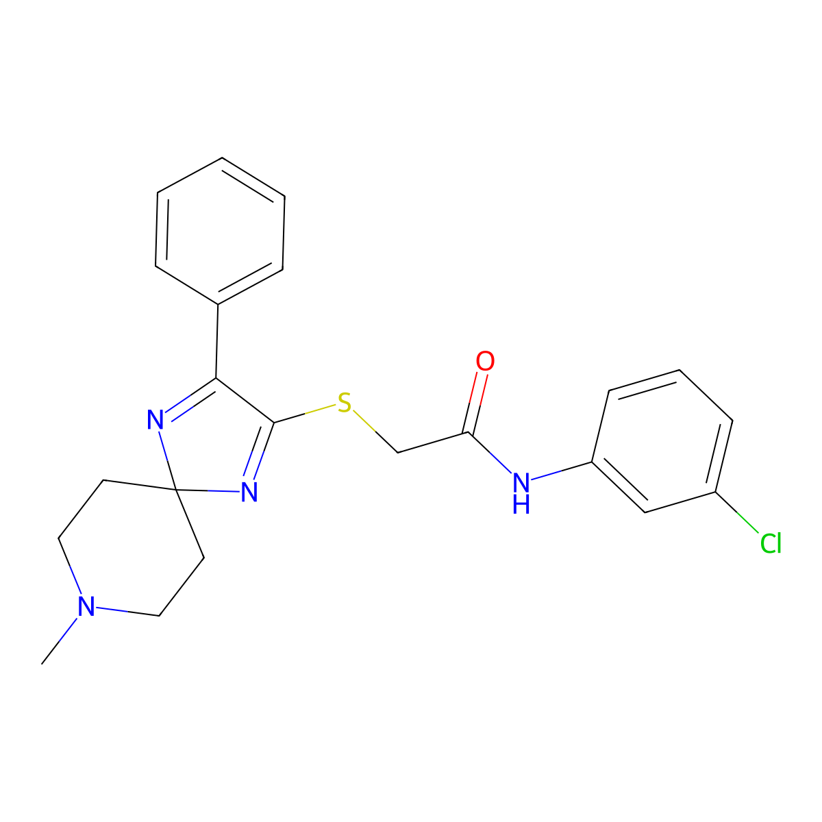 N-(3-Chlorophenyl)-2-({8-methyl-3-phenyl-1,4,8-triazaspiro[4.5]deca-1,3-dien-2-YL}sulfanyl)acetamide molecular structure, CAS 1216381-66-6