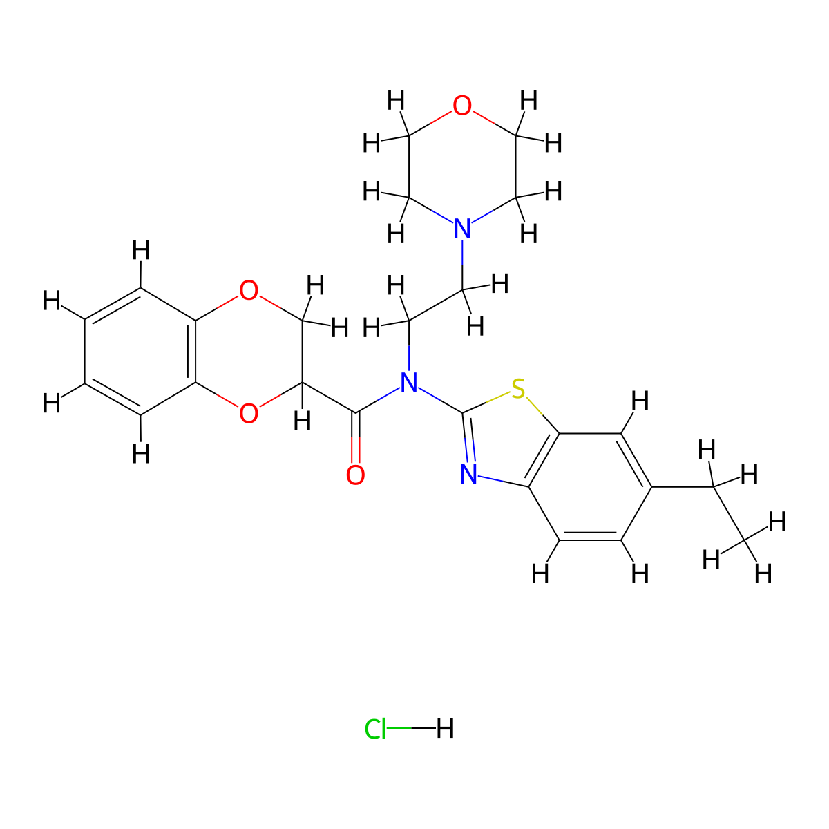 N-(6-ethylbenzo[d]thiazol-2-yl)-N-(2-morpholinoethyl)-2,3-dihydrobenzo[b][1,4]dioxine-2-carboxamide hydrochloride molecular structure, CAS 1216382-82-9