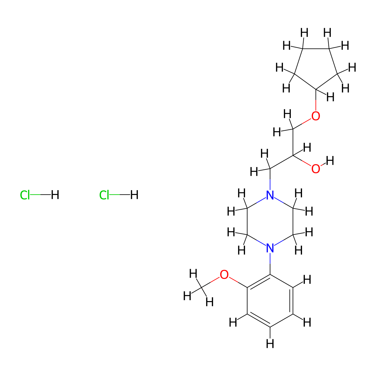 1-(Cyclopentyloxy)-3-(4-(2-methoxyphenyl)piperazin-1-yl)propan-2-ol dihydrochloride molecular structure, CAS 1216383-26-4