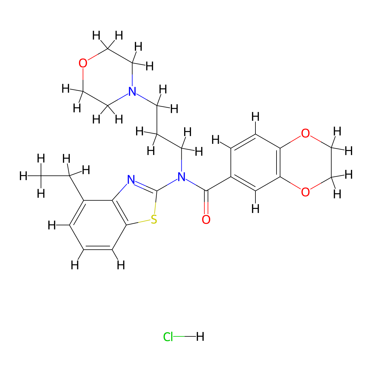 N-(4-ethylbenzo[d]thiazol-2-yl)-N-(3-morpholinopropyl)-2,3-dihydrobenzo[b][1,4]dioxine-6-carboxamide hydrochloride molecular structure, CAS 1216383-32-2