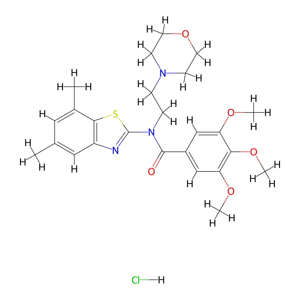 N-(5,7-dimethylbenzo[d]thiazol-2-yl)-3,4,5-trimethoxy-N-(2-morpholinoethyl)benzamide hydrochloride molecular structure, CAS 1216383-87-7