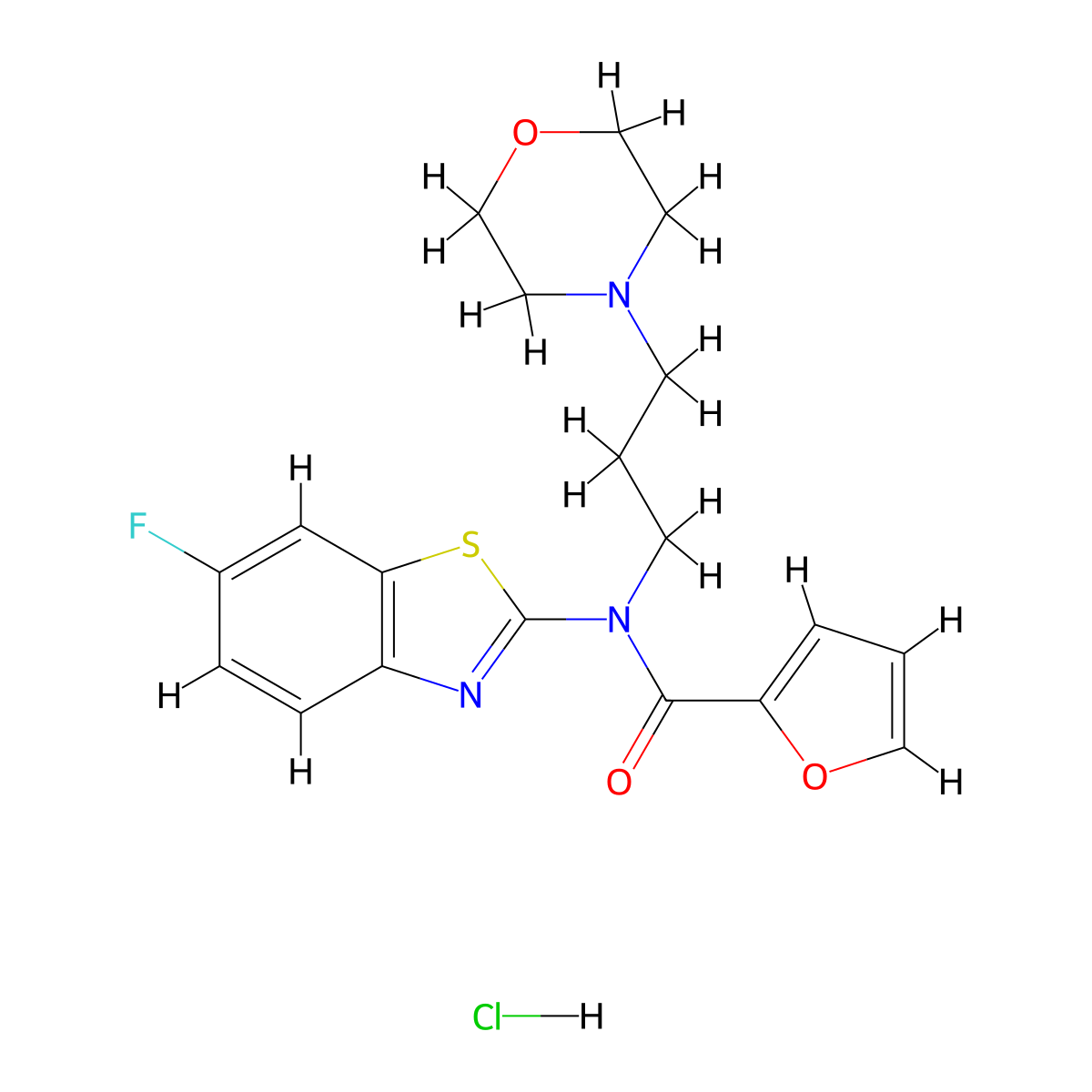 N-(6-fluorobenzo[d]thiazol-2-yl)-N-(3-morpholinopropyl)furan-2-carboxamide hydrochloride molecular structure, CAS 1216386-11-6