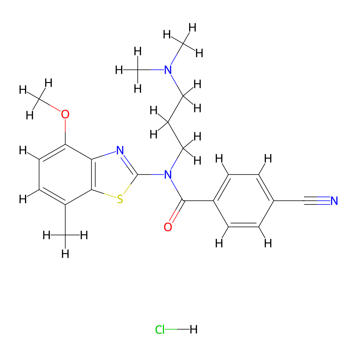 4-cyano-N-(3-(dimethylamino)propyl)-N-(4-methoxy-7-methylbenzo[d]thiazol-2-yl)benzamide hydrochloride molecular structure, CAS 1216386-23-0