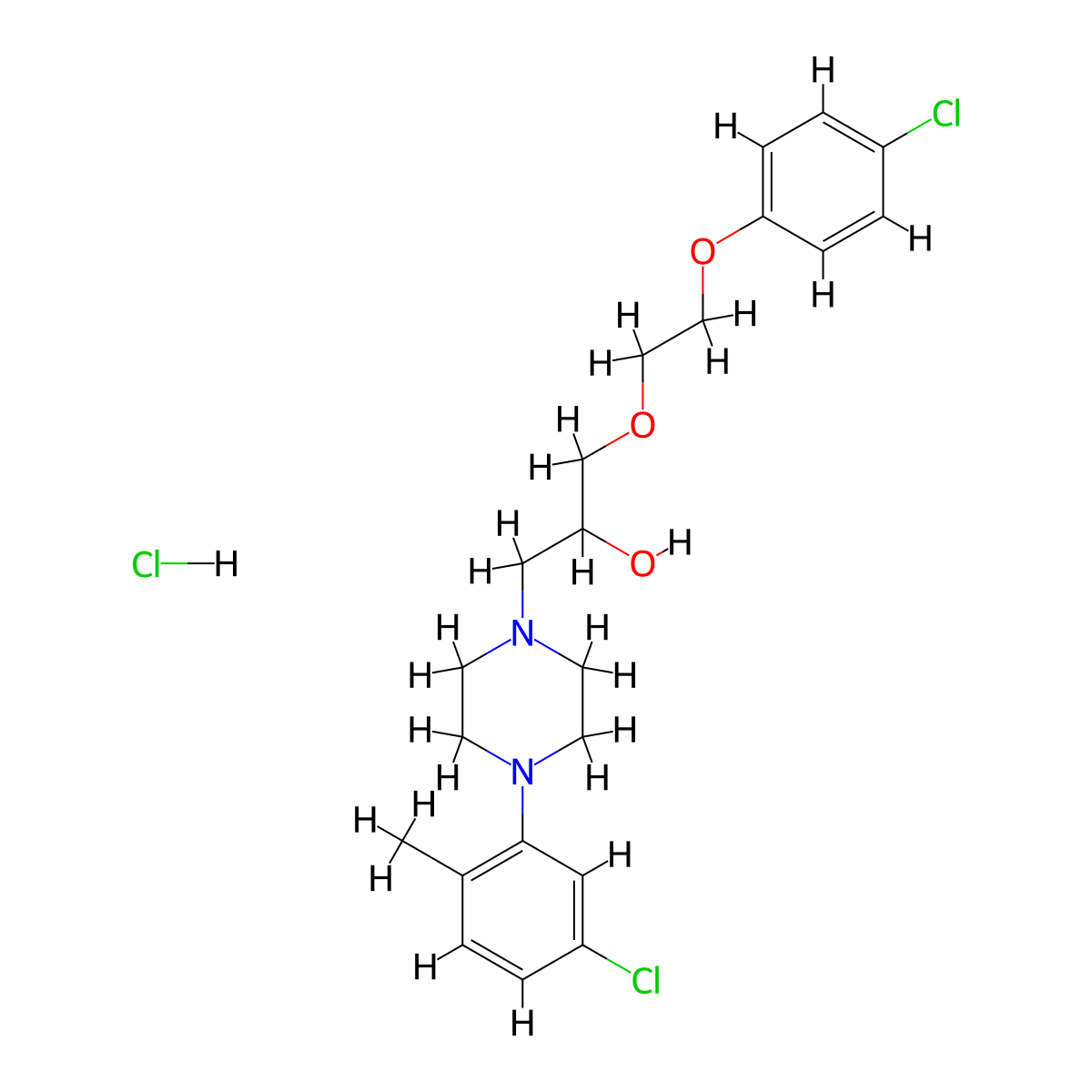 1-(4-(5-Chloro-2-methylphenyl)piperazin-1-yl)-3-(2-(4-chlorophenoxy)ethoxy)propan-2-ol hydrochloride molecular structure, CAS 1216387-57-3