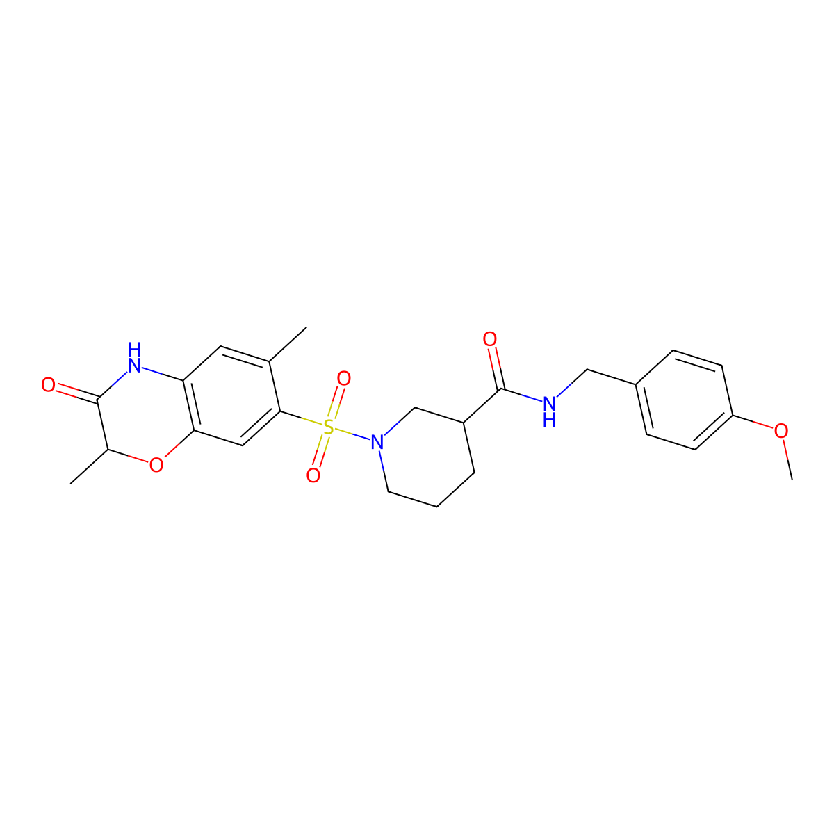 1-[(2,6-dimethyl-3-oxo-3,4-dihydro-2H-1,4-benzoxazin-7-yl)sulfonyl]-N-(4-methoxybenzyl)piperidine-3-carboxamide molecular structure, CAS 1216387-69-7